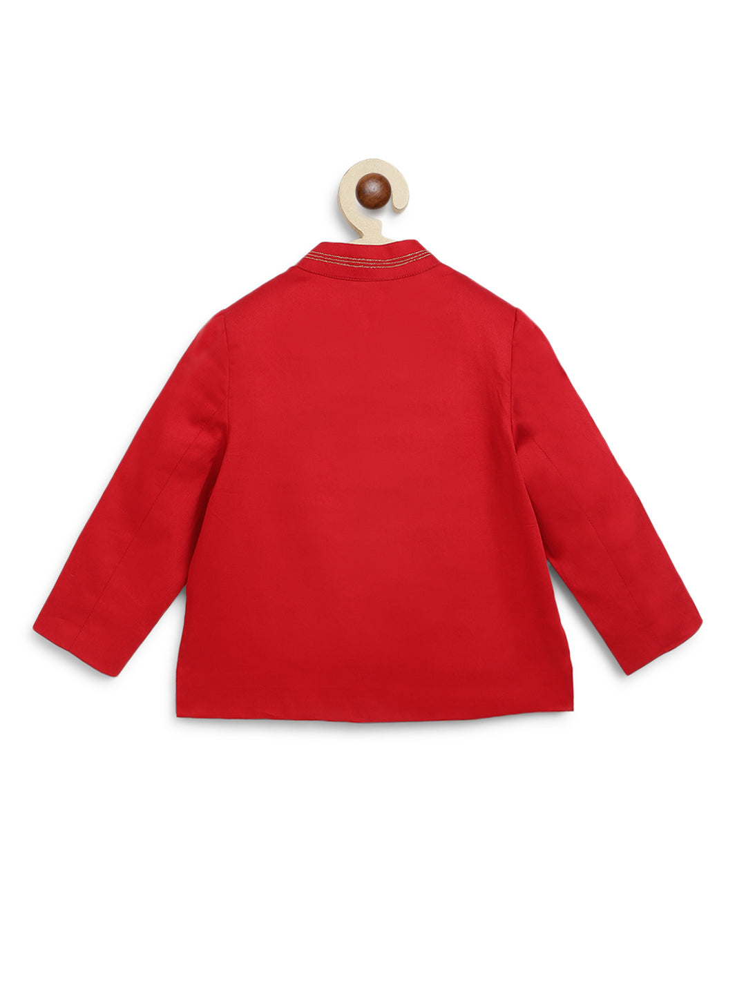 Baby Boy Fish Embroidery Jamna Set - Red - Image 4