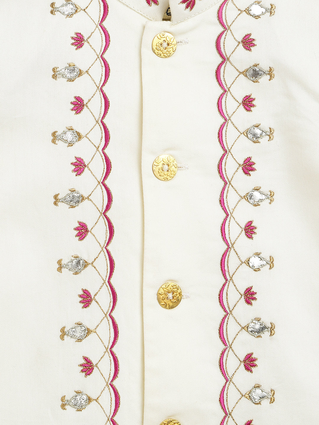 Baby Boy Fish Embroidery Jamna Set - Cream