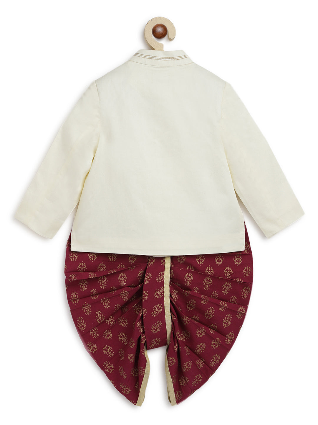 Baby Boy Fish Embroidery Jamna Set - Cream - Image 3