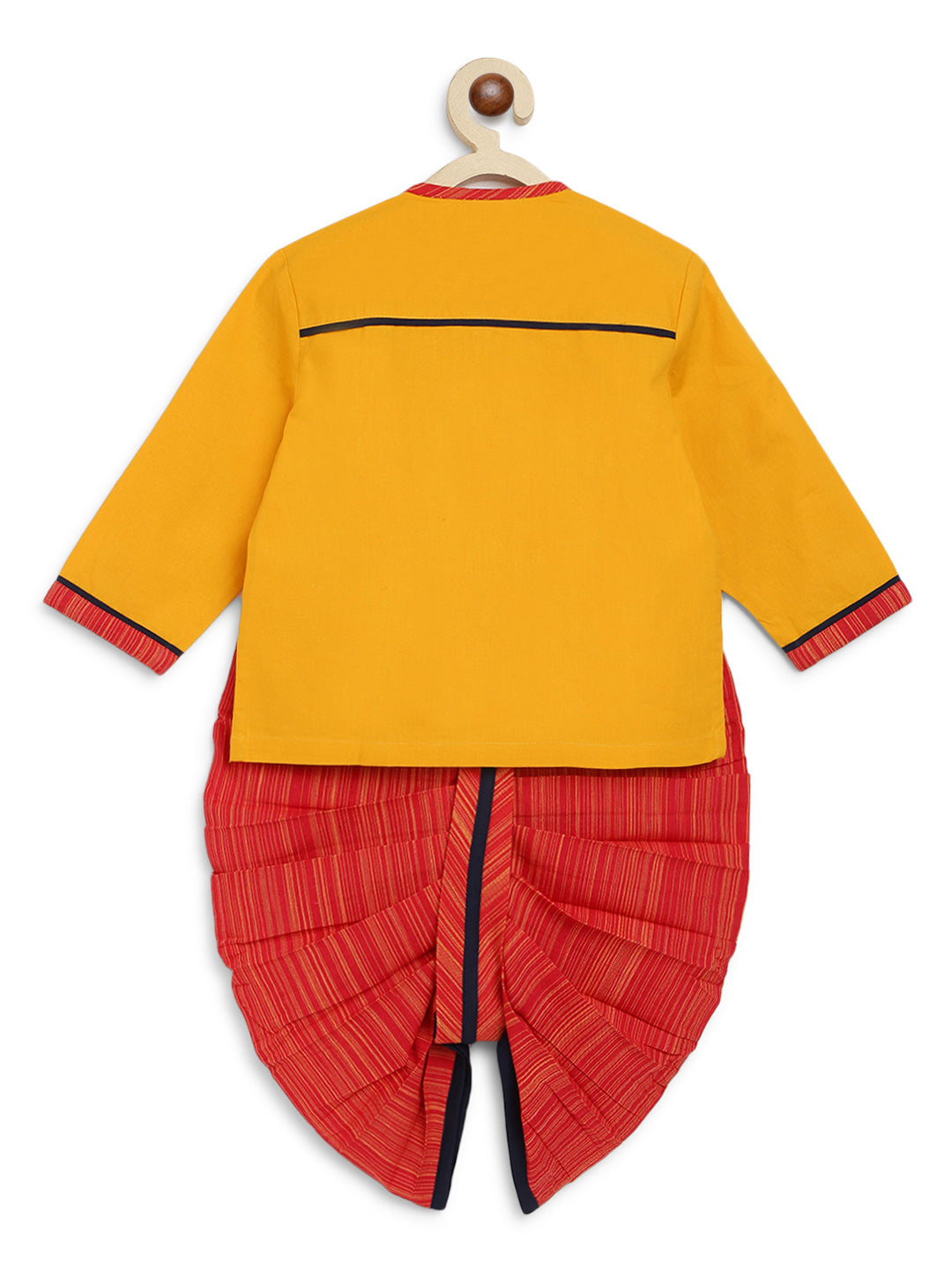 Boy Embroidery Elephant Dhoti Set - Yellow