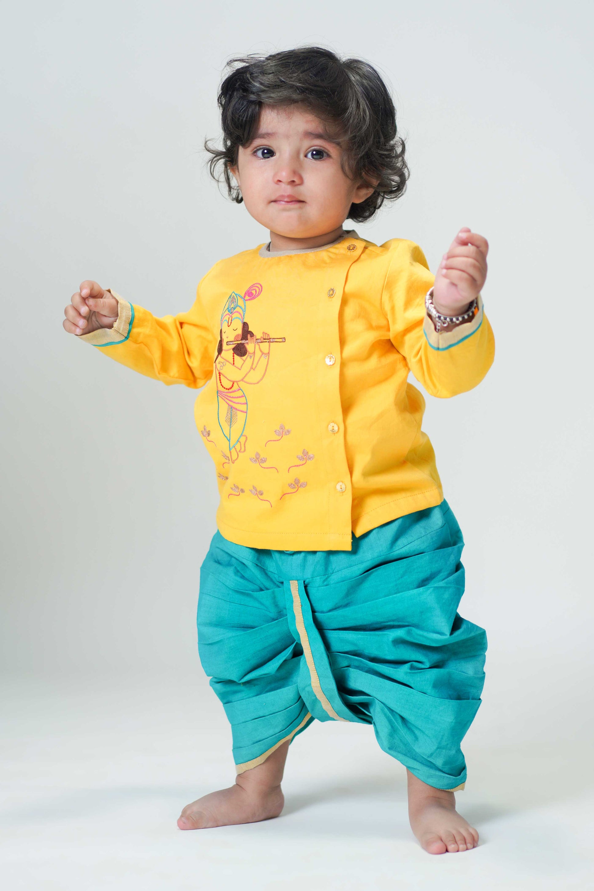 Baby Boy Krishna Dhoti Set-Yellow - Eco-friendly - Sama Homes