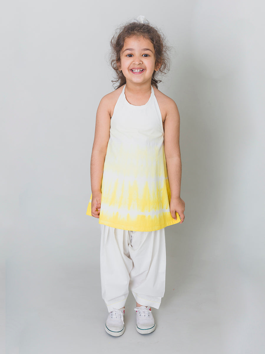 Girls Yellow Shibori Top Set - Eco-friendly - Sama Homes