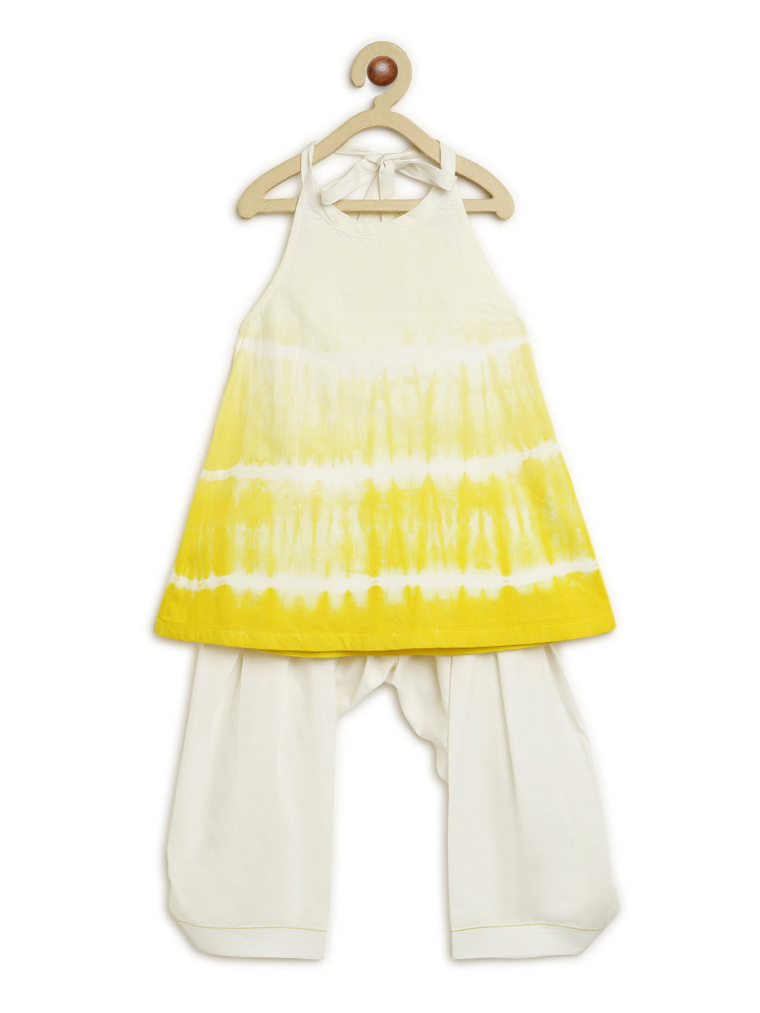 Girls Yellow Shibori Top Set