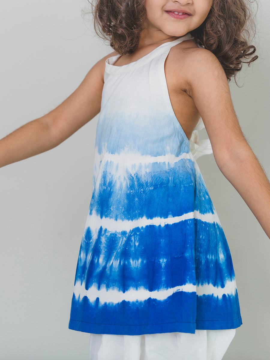 Girls Blue Shibori Top Set