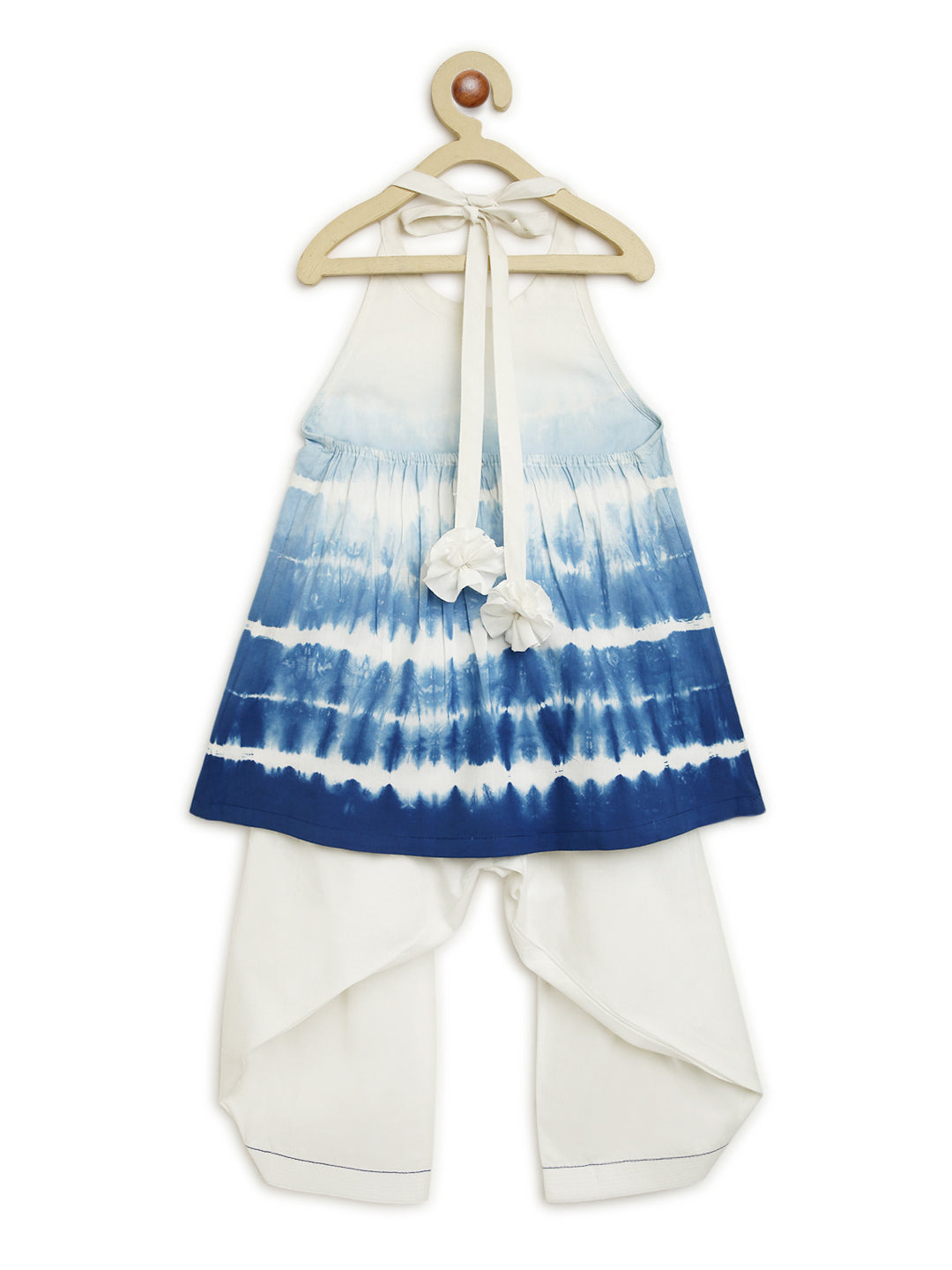 Girls Blue Shibori Top Set