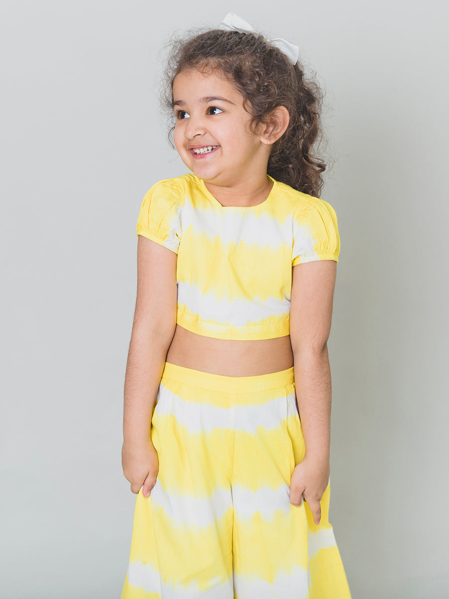 Girls Yellow Stripe Top Set