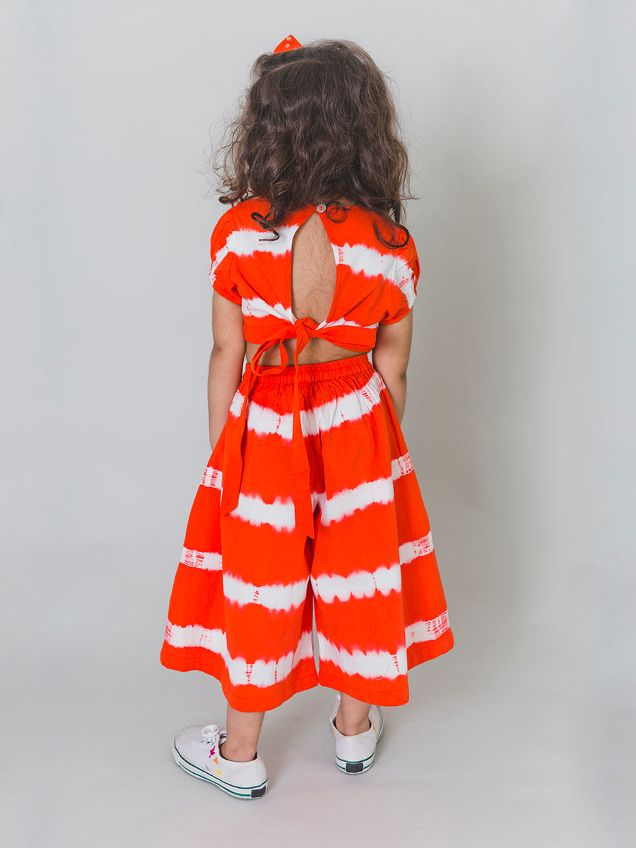 Girls Orange Stripe Top Set