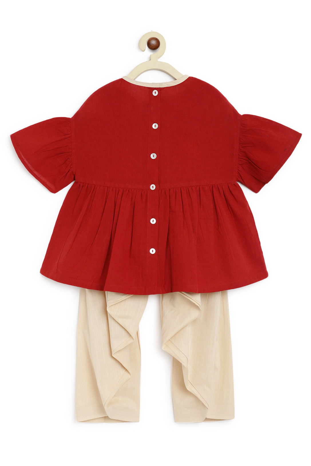 Girls Maroon Phulkari Kite Top Set