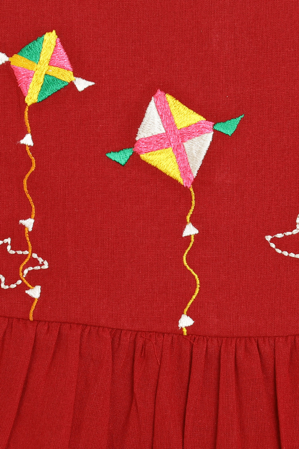 Girls Maroon Phulkari Kite Top Set - Image 5