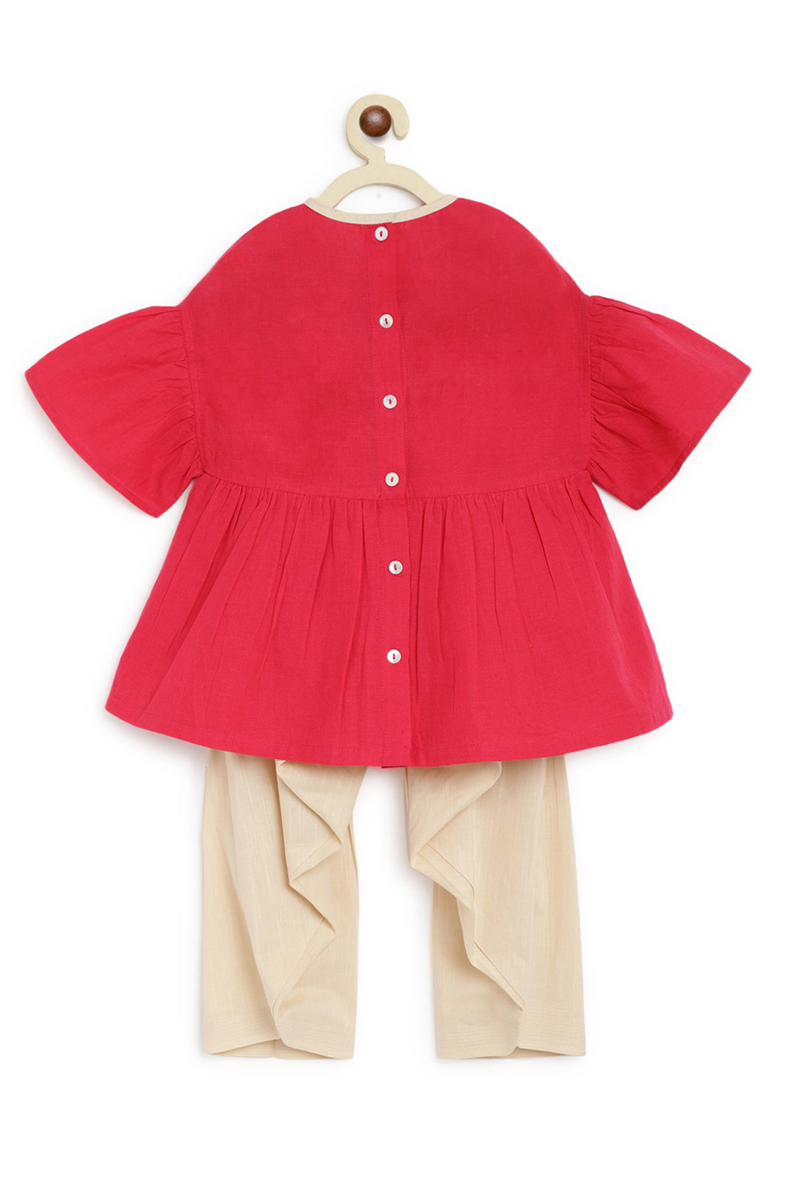 Girls Pink Phulkari Fish Top Set - Image 5