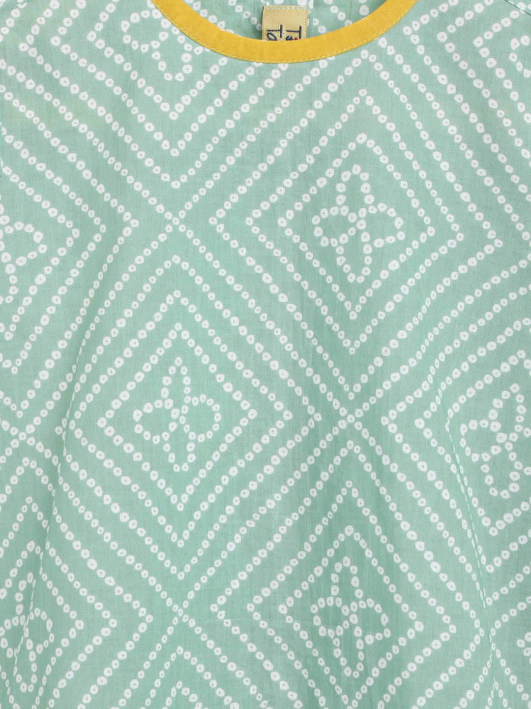 Girls Green Printed Bandhani Suit Set