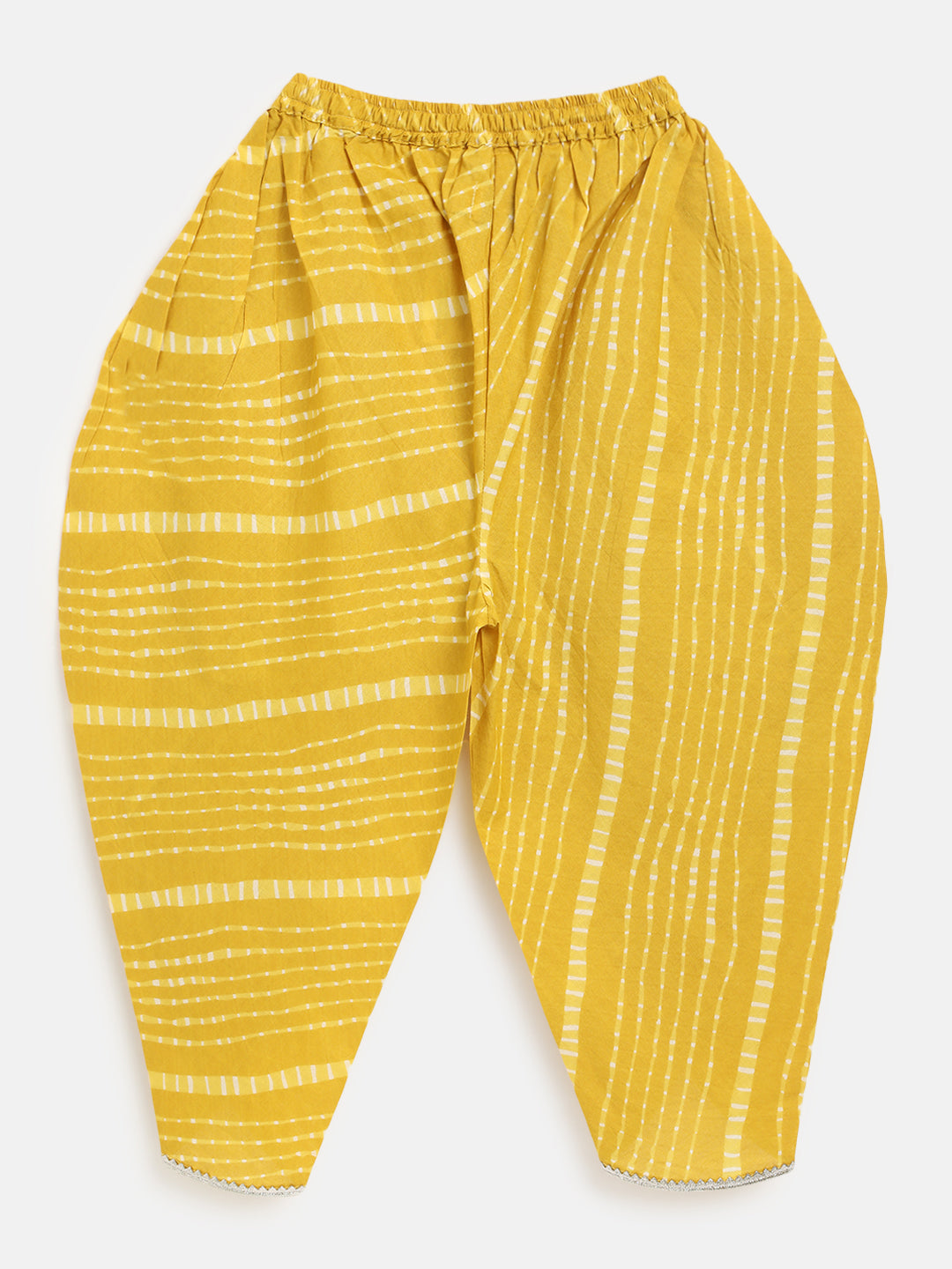 Girls Green Printed Bandhani Suit Set