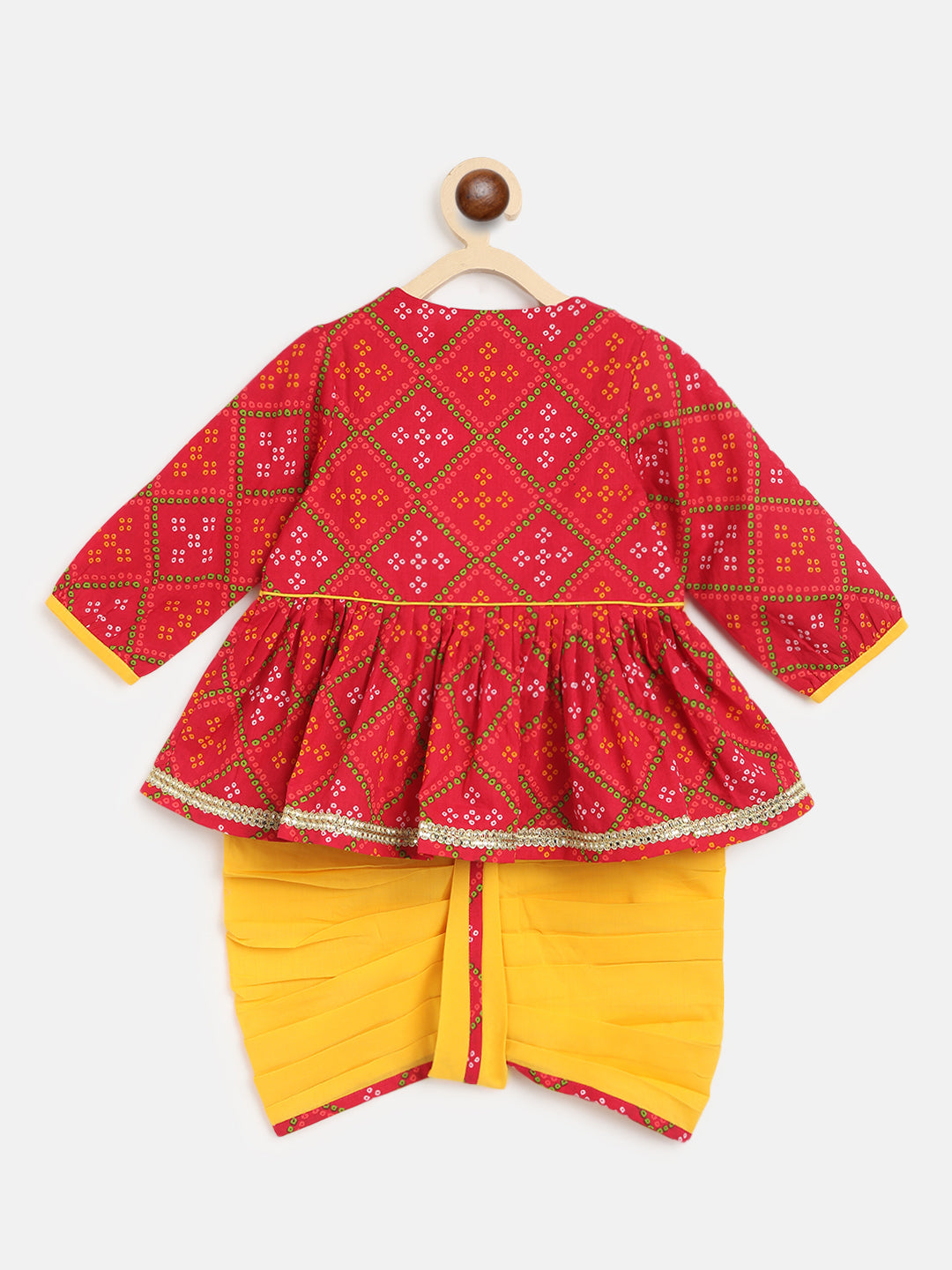 Baby Girl Pink Printed Bandhani Angrakha Set