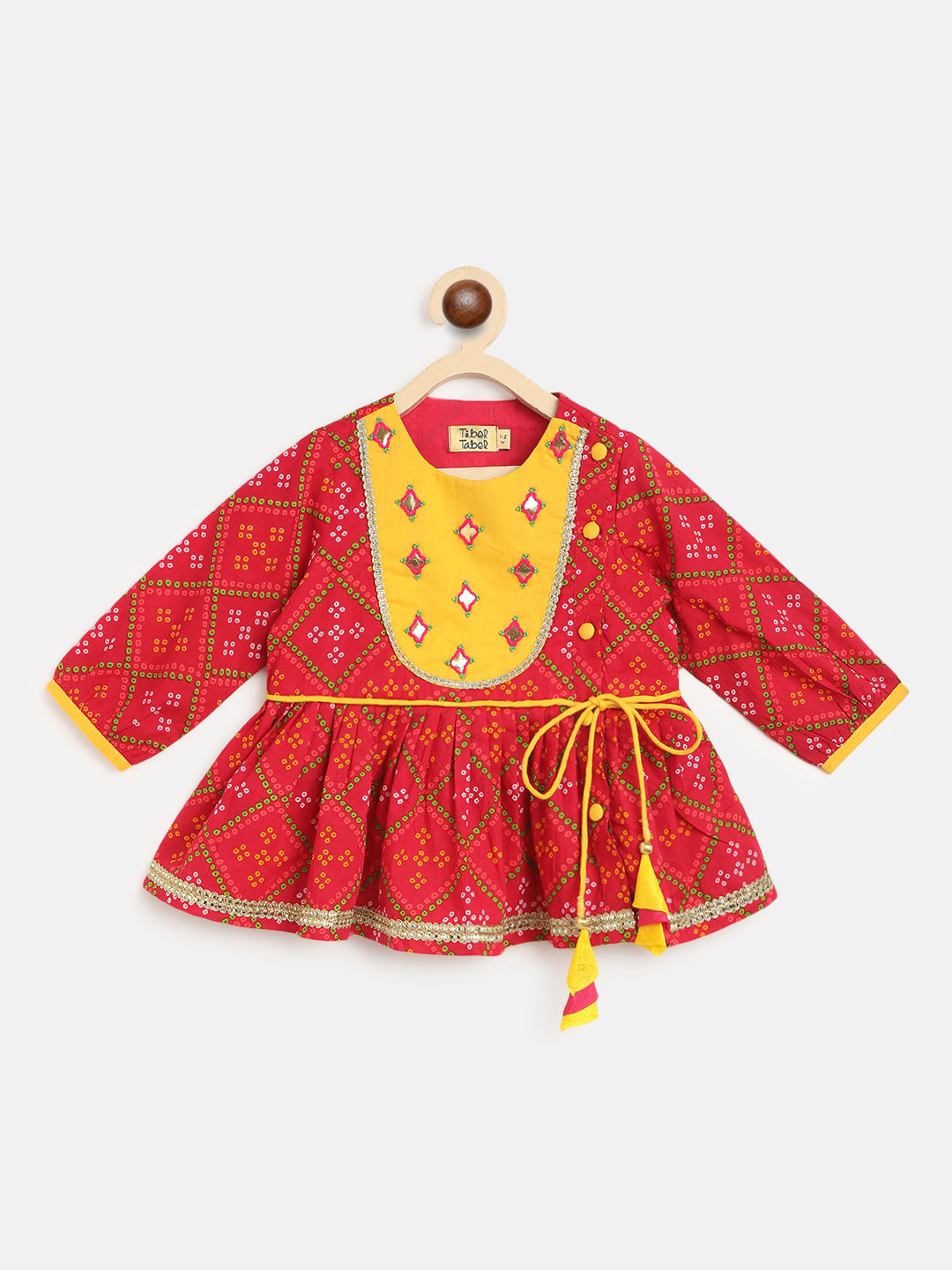 Baby Girl Pink Printed Bandhani Angrakha Set