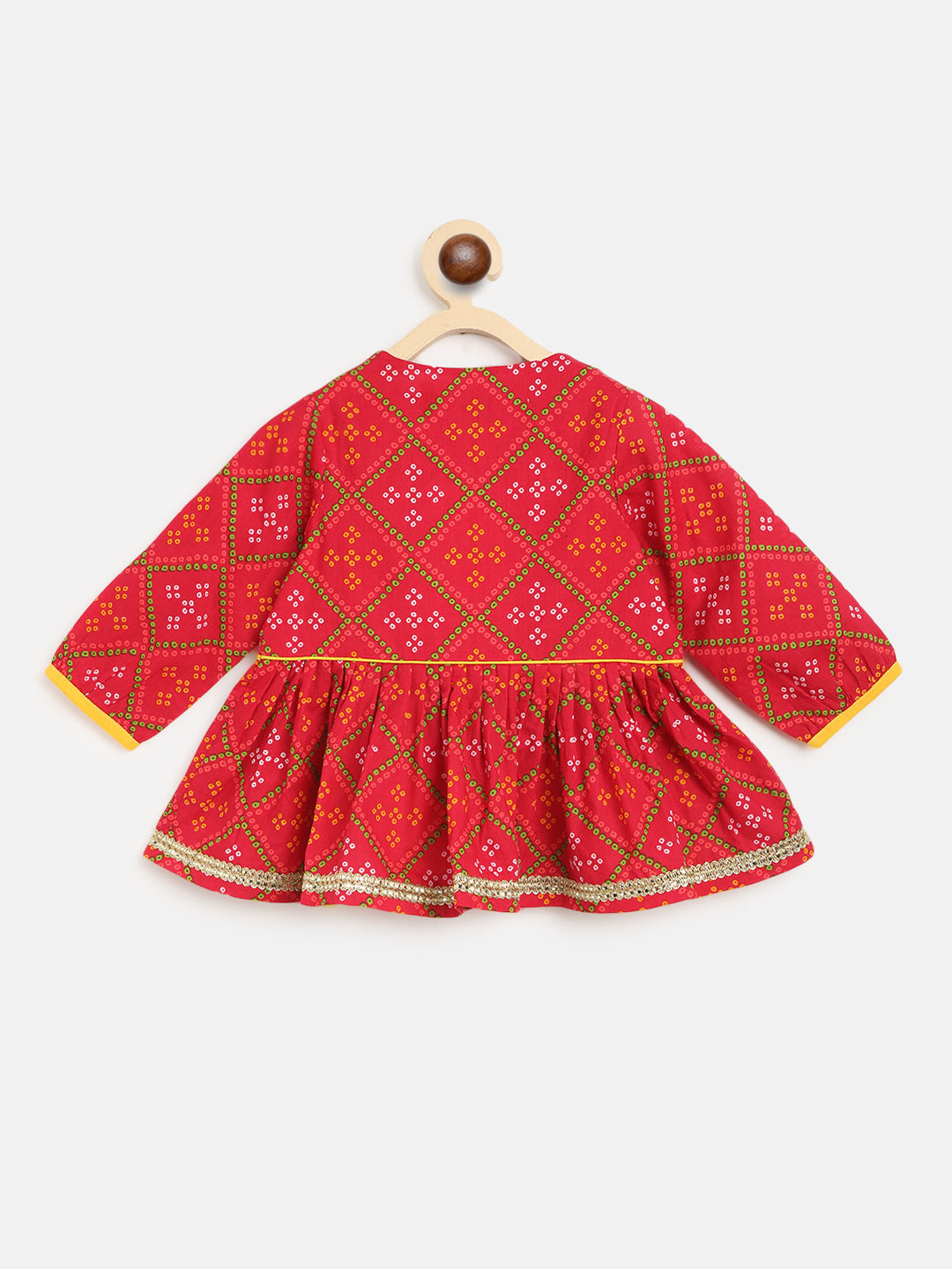 Baby Girl Pink Printed Bandhani Angrakha Set - Image 6