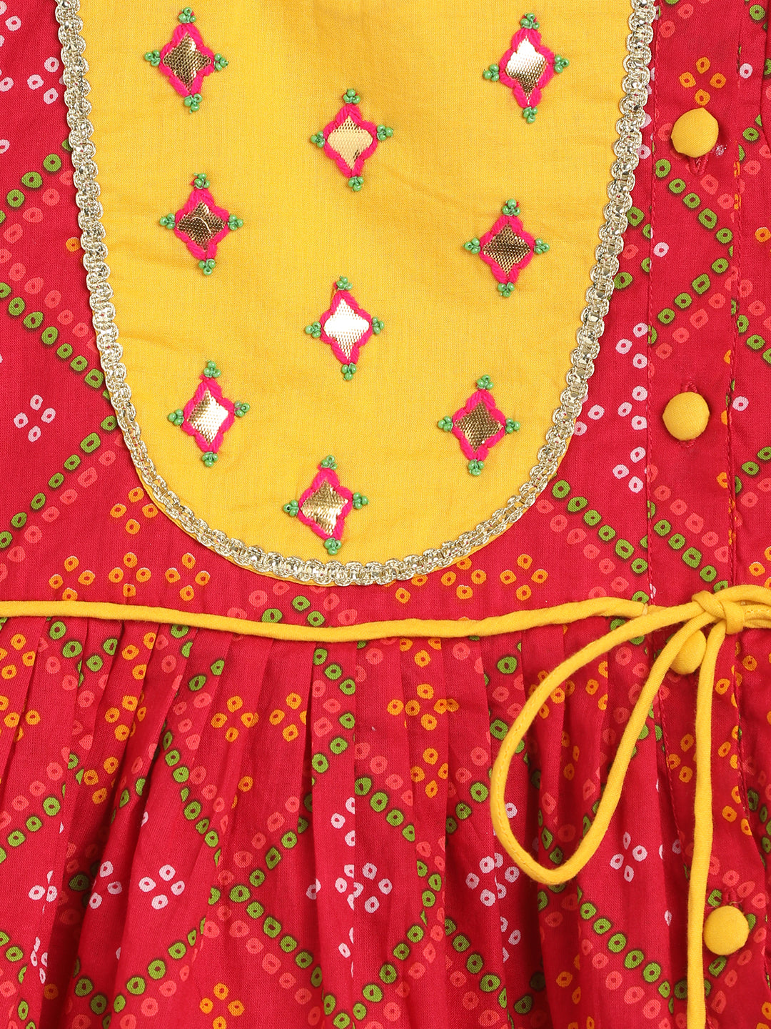 Baby Girl Pink Printed Bandhani Angrakha Set