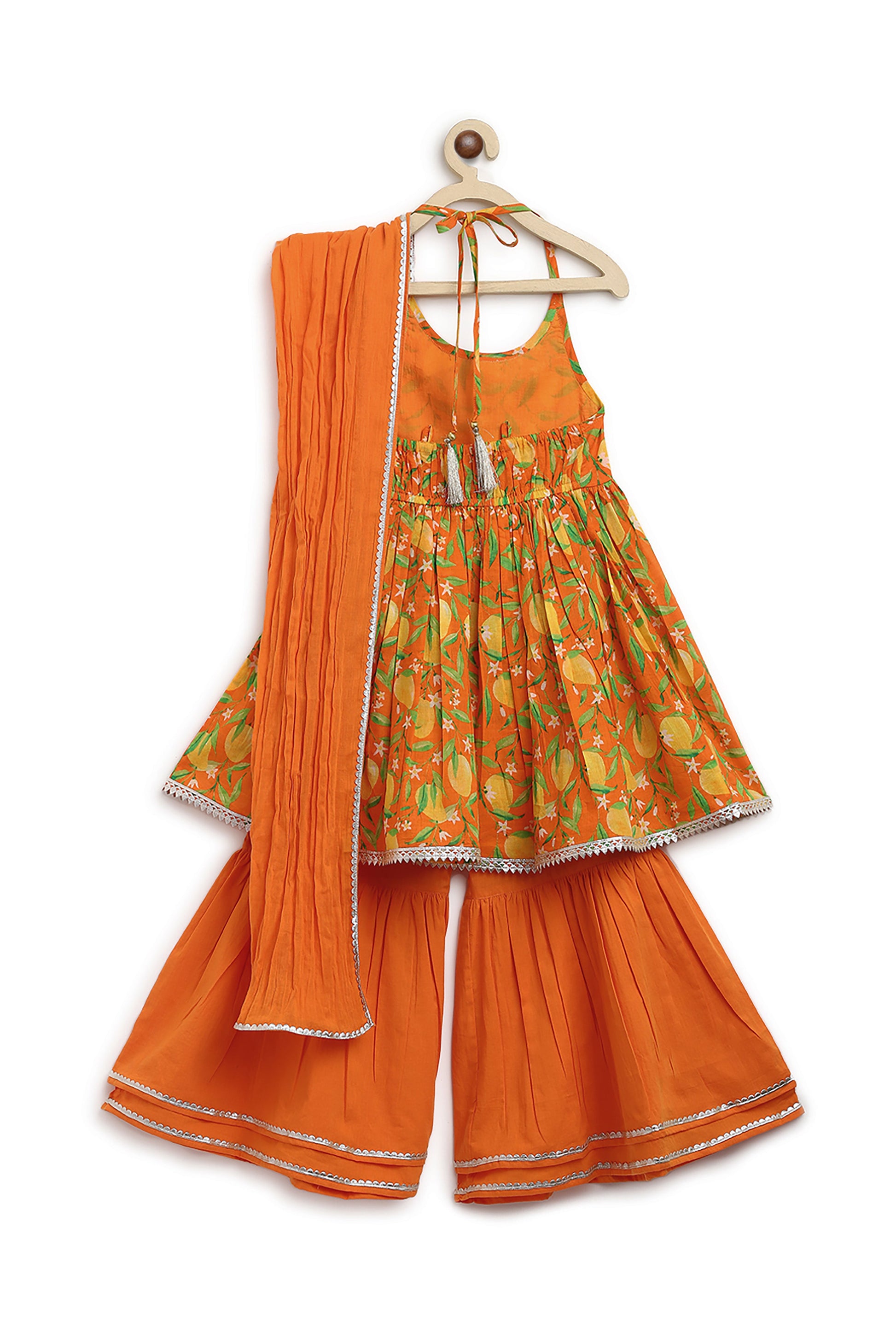 Girls Flared Sharara Set Printed Mango - Orange - Image 6