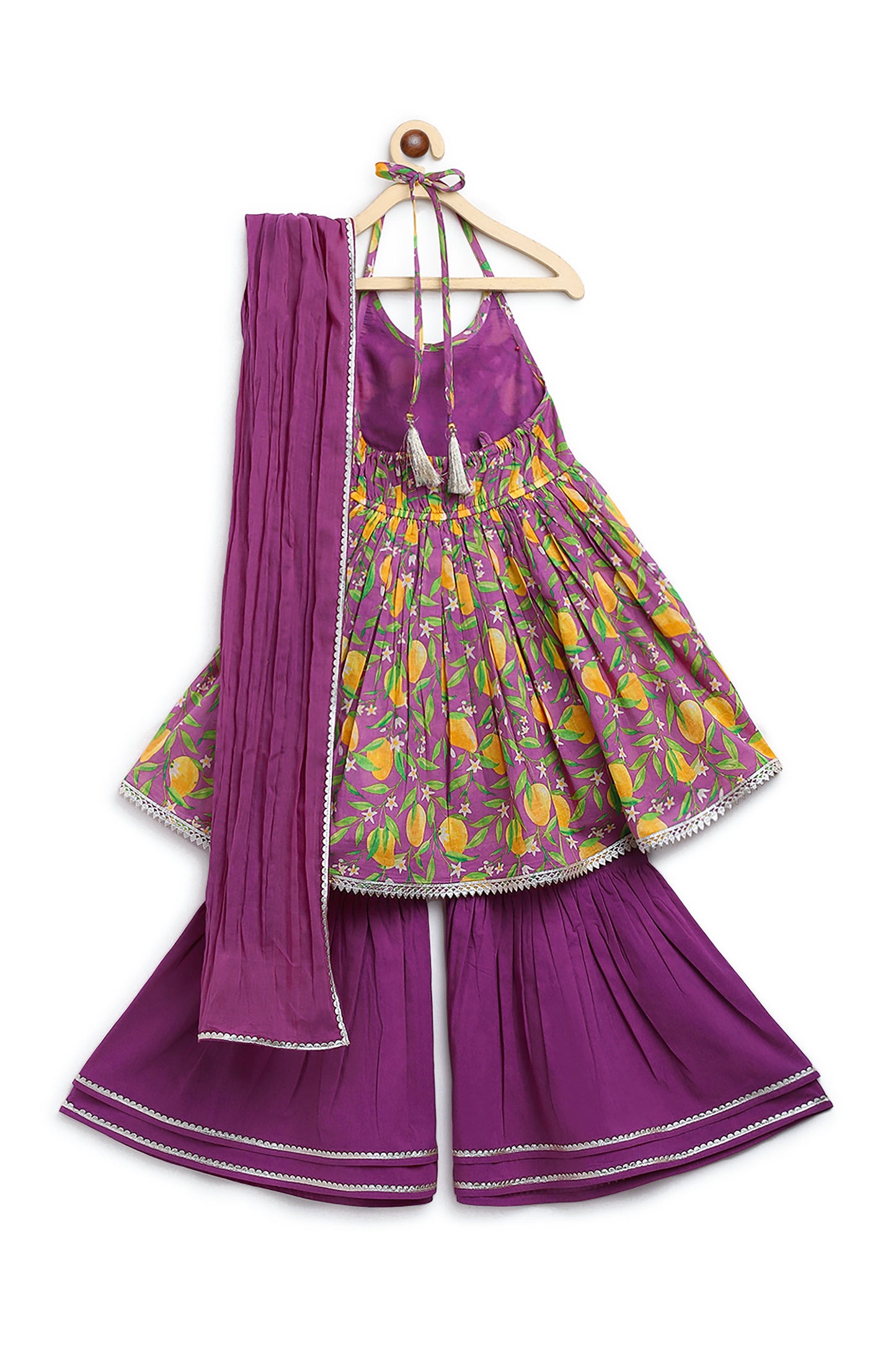 Girls Flared Sharara Set Printed Mango - Purple