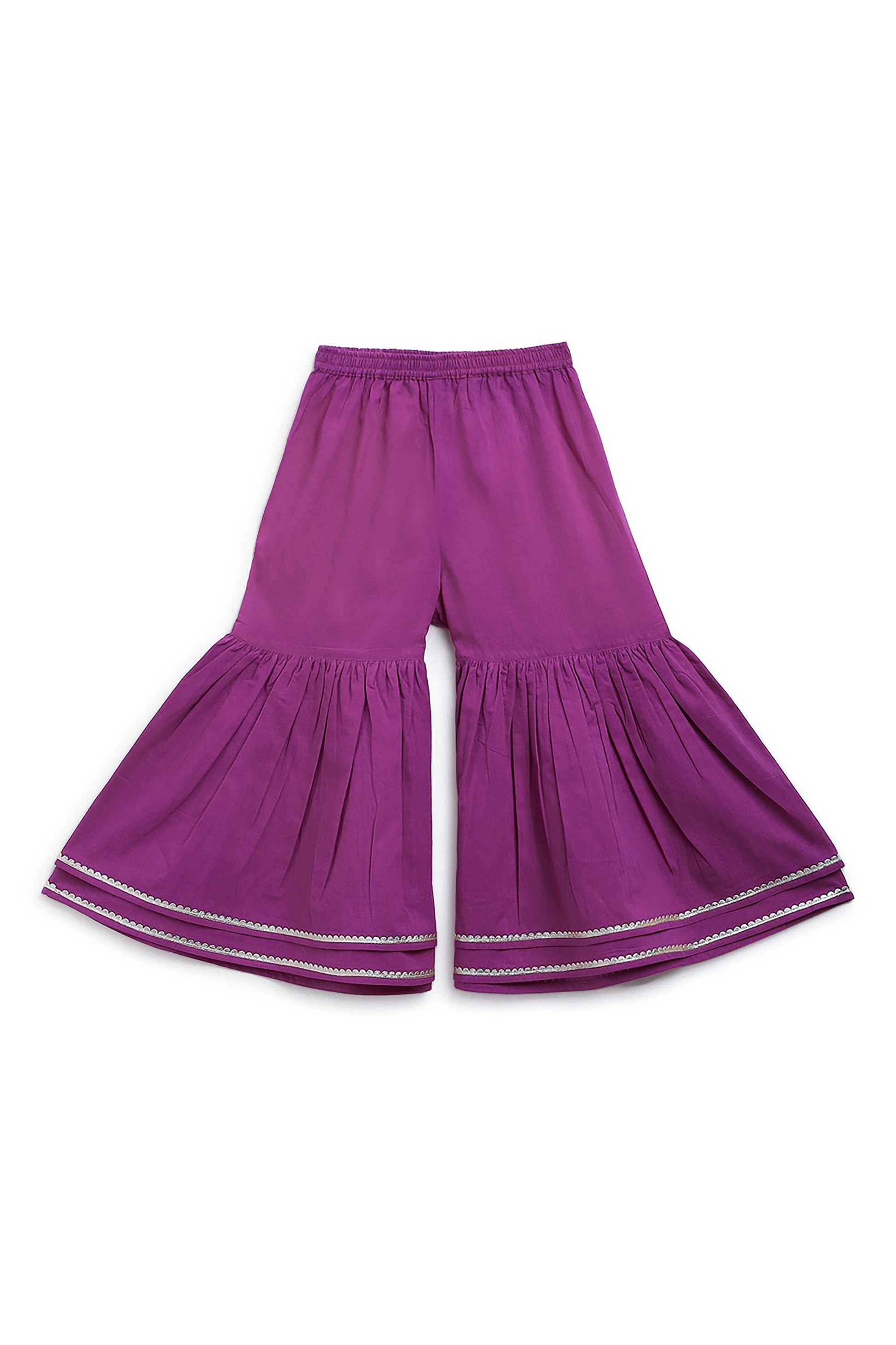 Girls Flared Sharara Set Printed Mango - Purple - Image 6