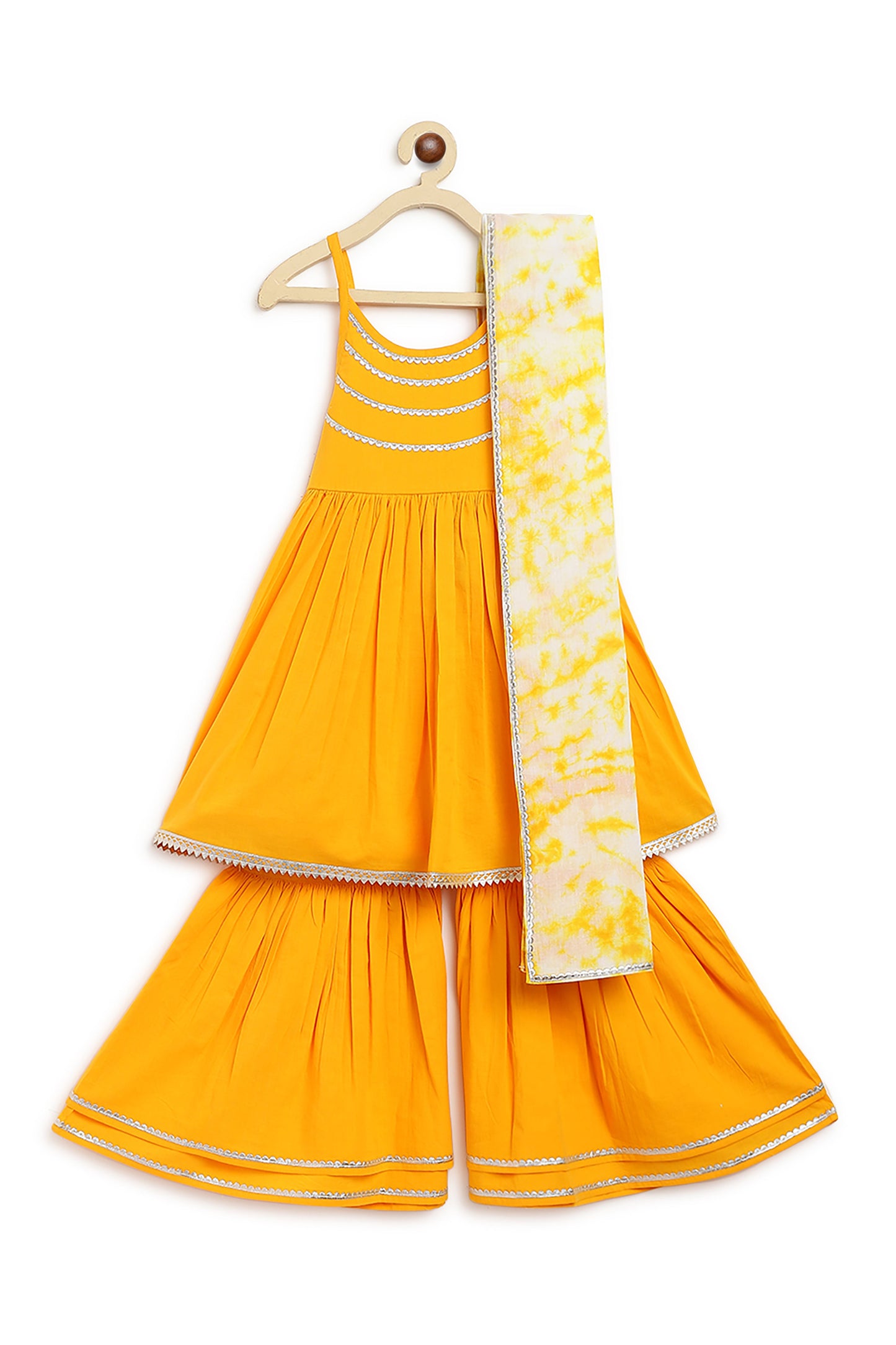 Girls Flared Sharara Set Gotapatti - Yellow