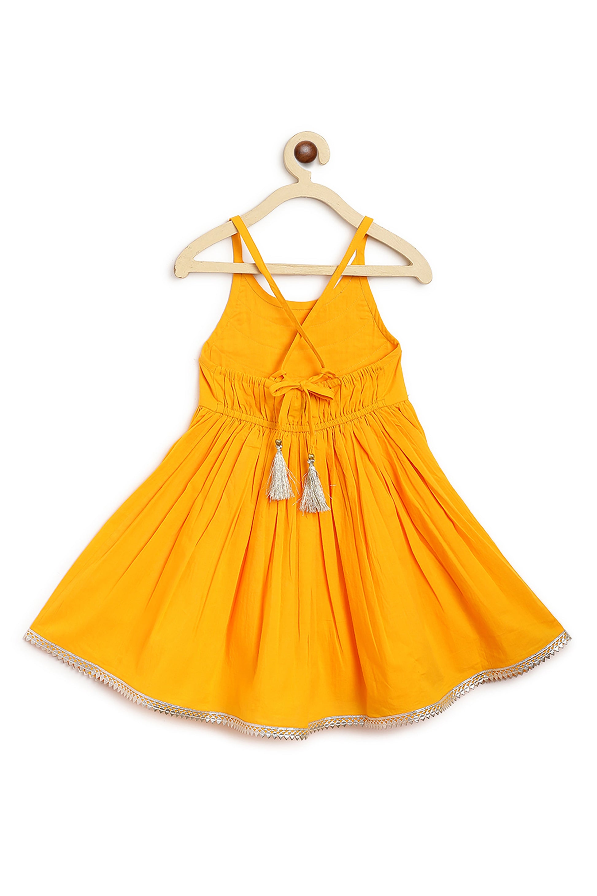 Girls Flared Sharara Set Gotapatti - Yellow - Image 5