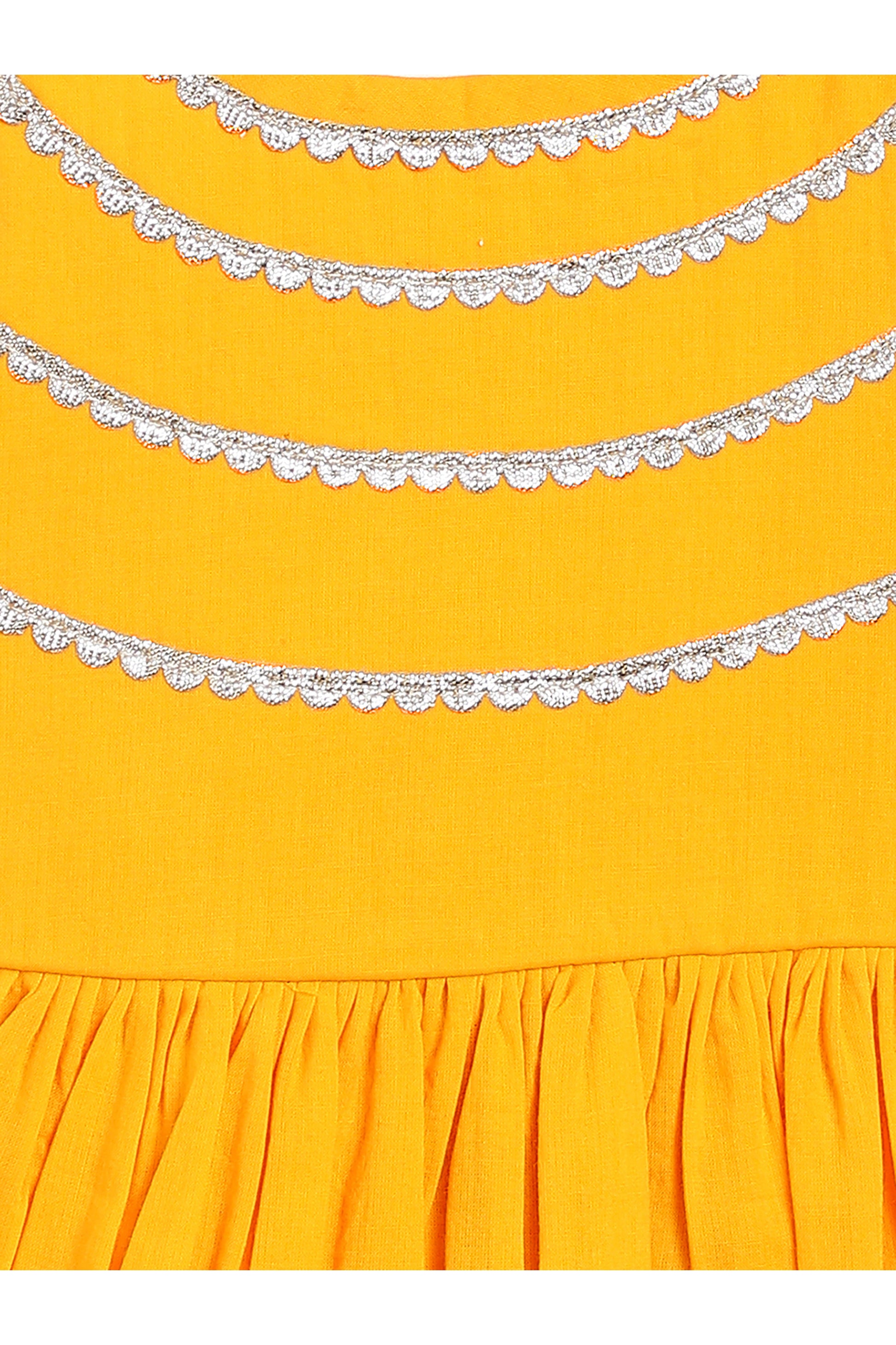 Girls Flared Sharara Set Gotapatti - Yellow - Image 7