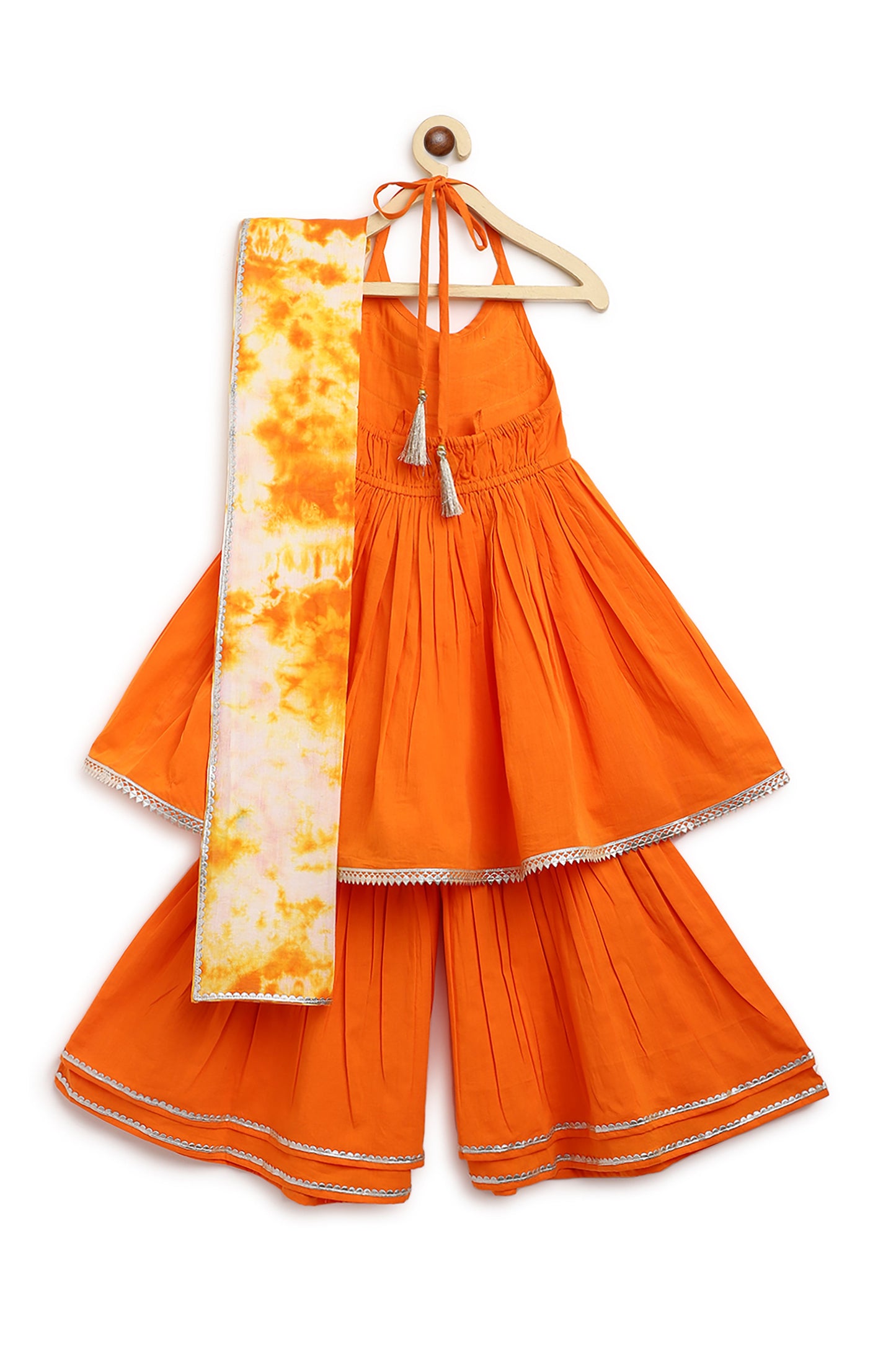 Girls Flared Sharara Set Gotapatti - Orange