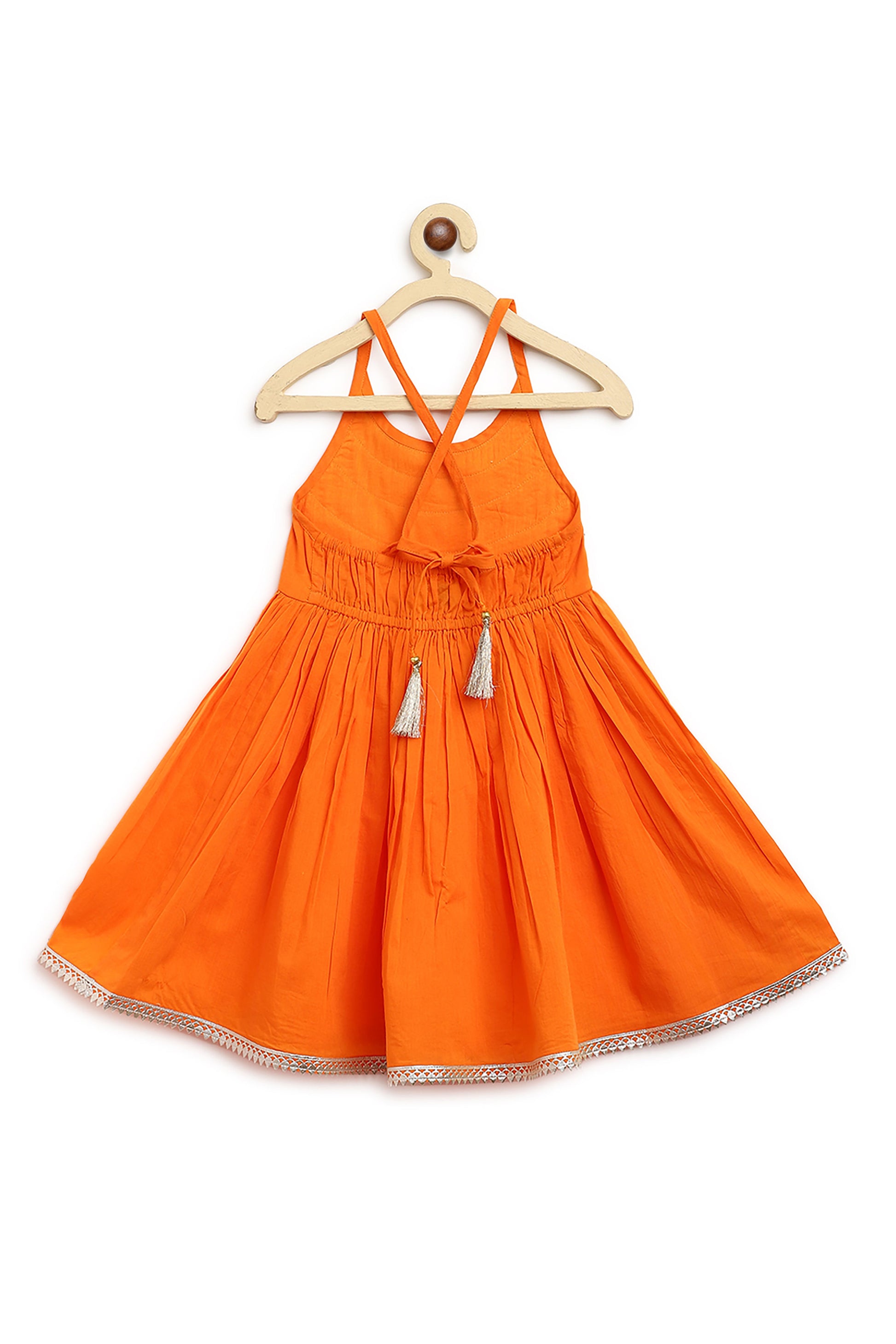 Girls Flared Sharara Set Gotapatti - Orange - Image 5