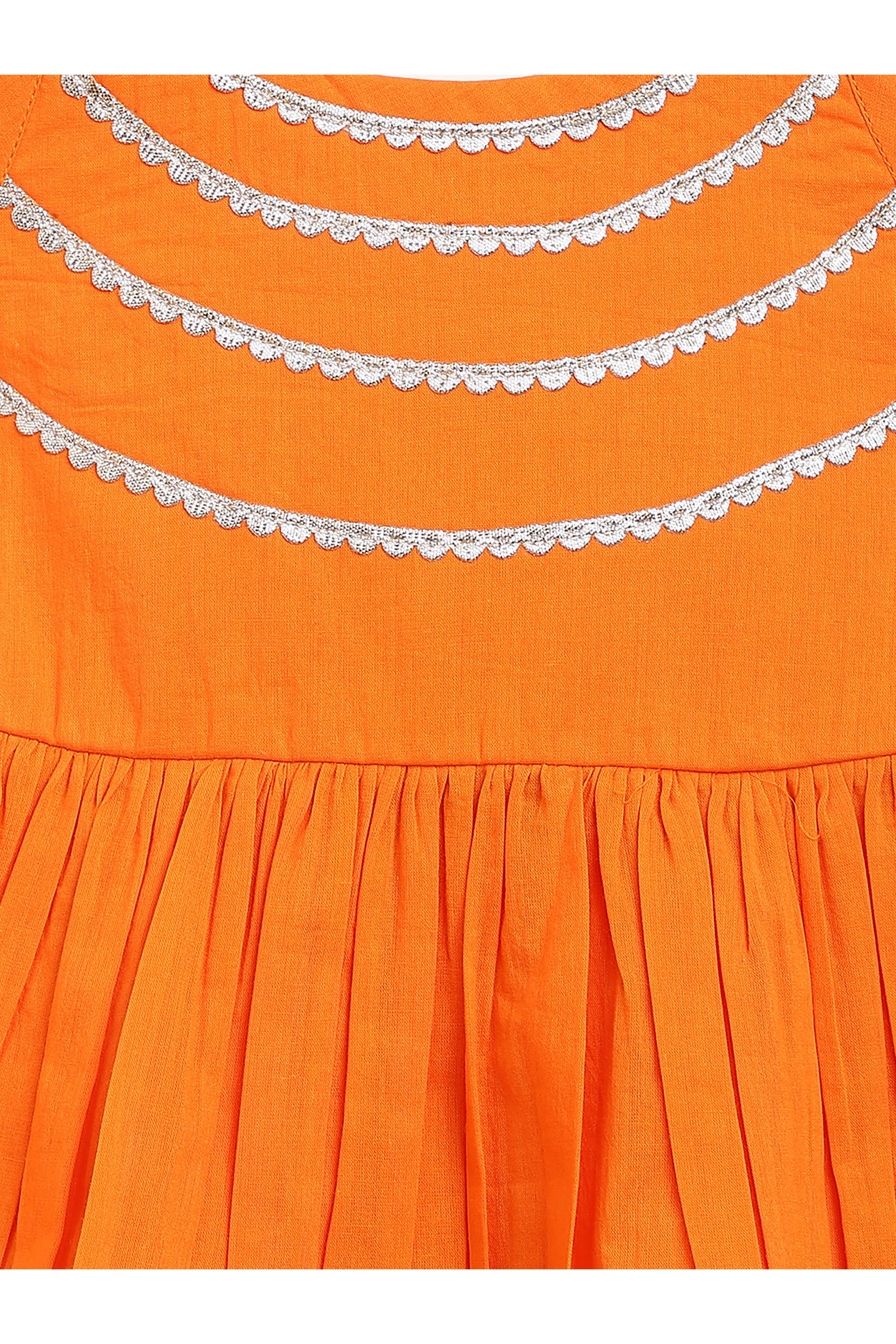 Girls Flared Sharara Set Gotapatti - Orange - Image 7