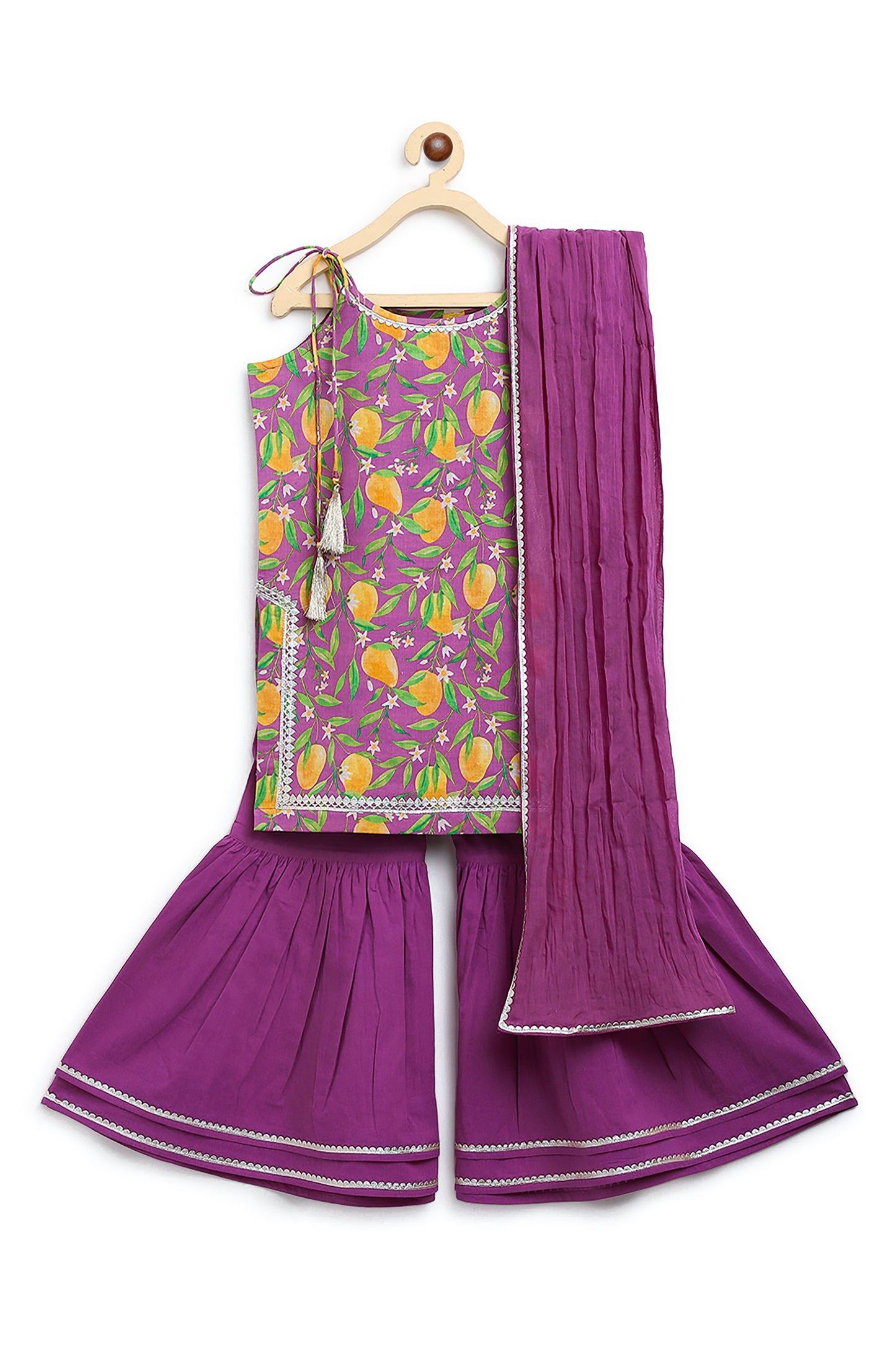 Girls Straight Strappy Sharara Set Printed Mango - Purple