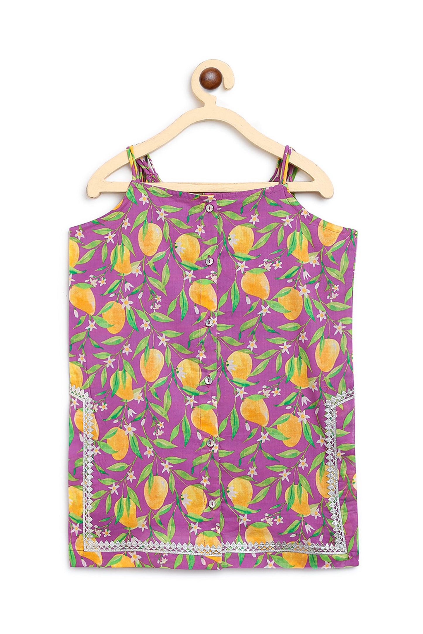 Girls Straight Strappy Sharara Set Printed Mango - Purple