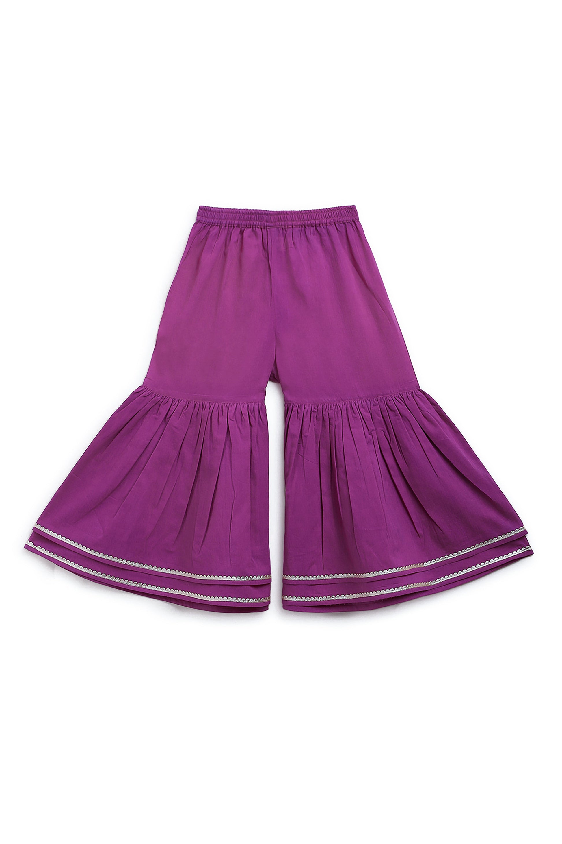 Girls Straight Strappy Sharara Set Printed Mango - Purple - Image 8