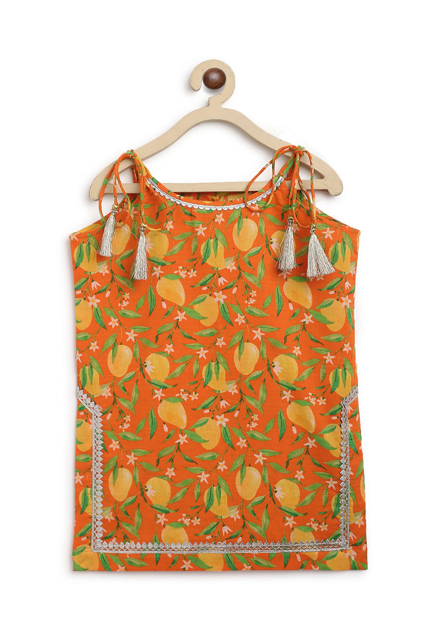 Girls Straight Strappy Sharara Set Printed Mango - Orange