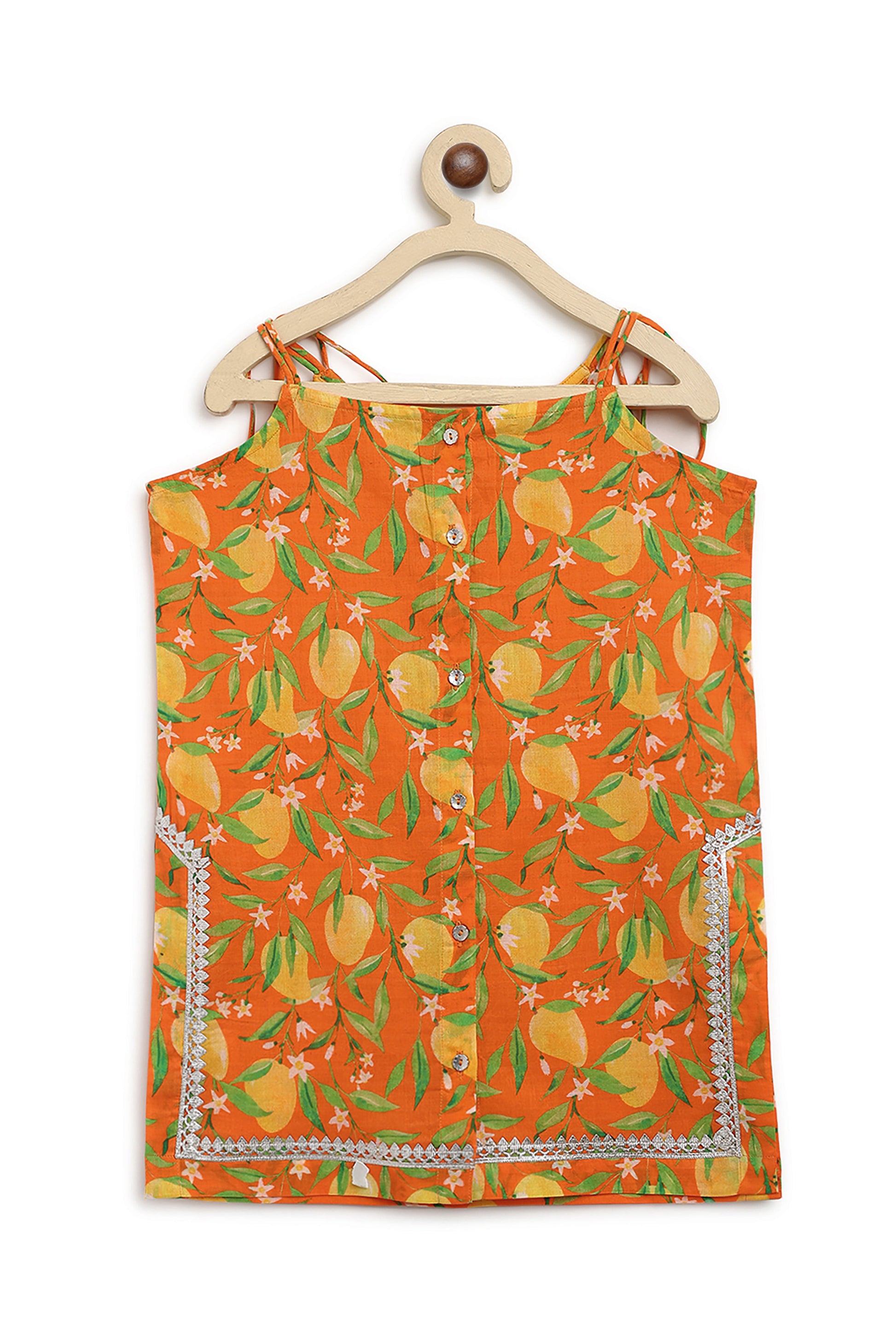 Girls Straight Strappy Sharara Set Printed Mango - Orange - Image 6