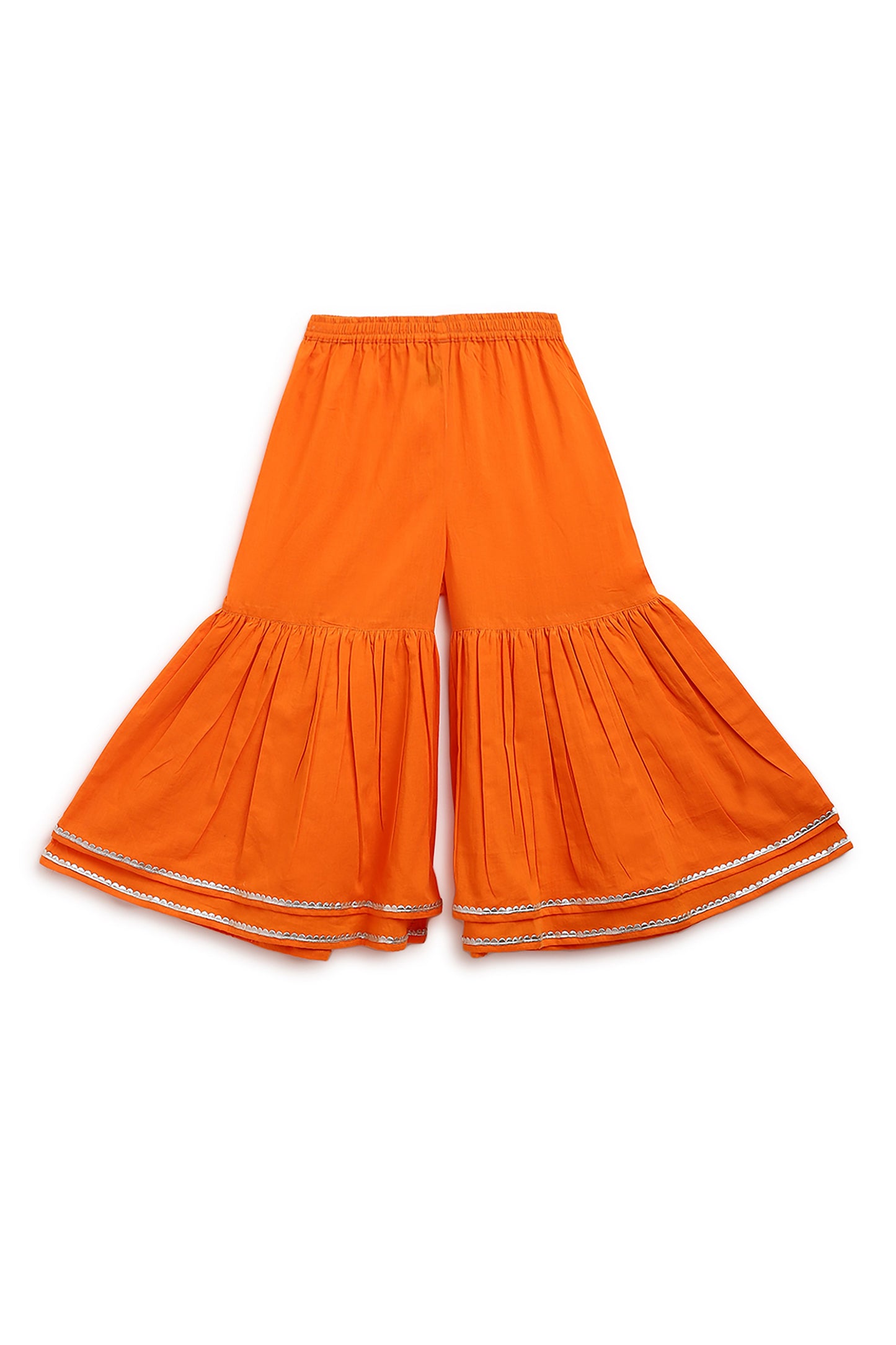 Girls Straight Strappy Sharara Set Gotapatti - Orange