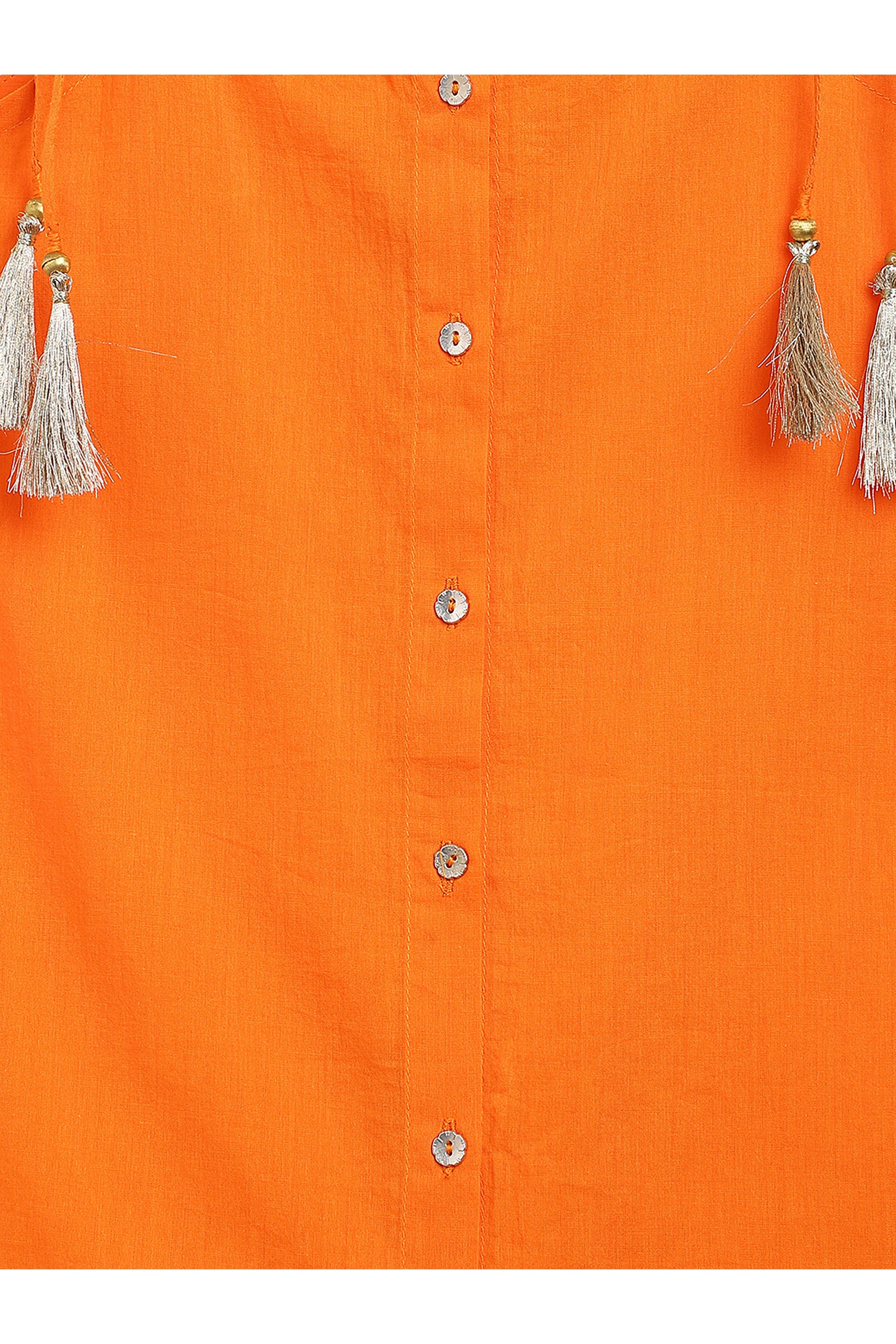 Girls Straight Strappy Sharara Set Gotapatti - Orange - Image 7