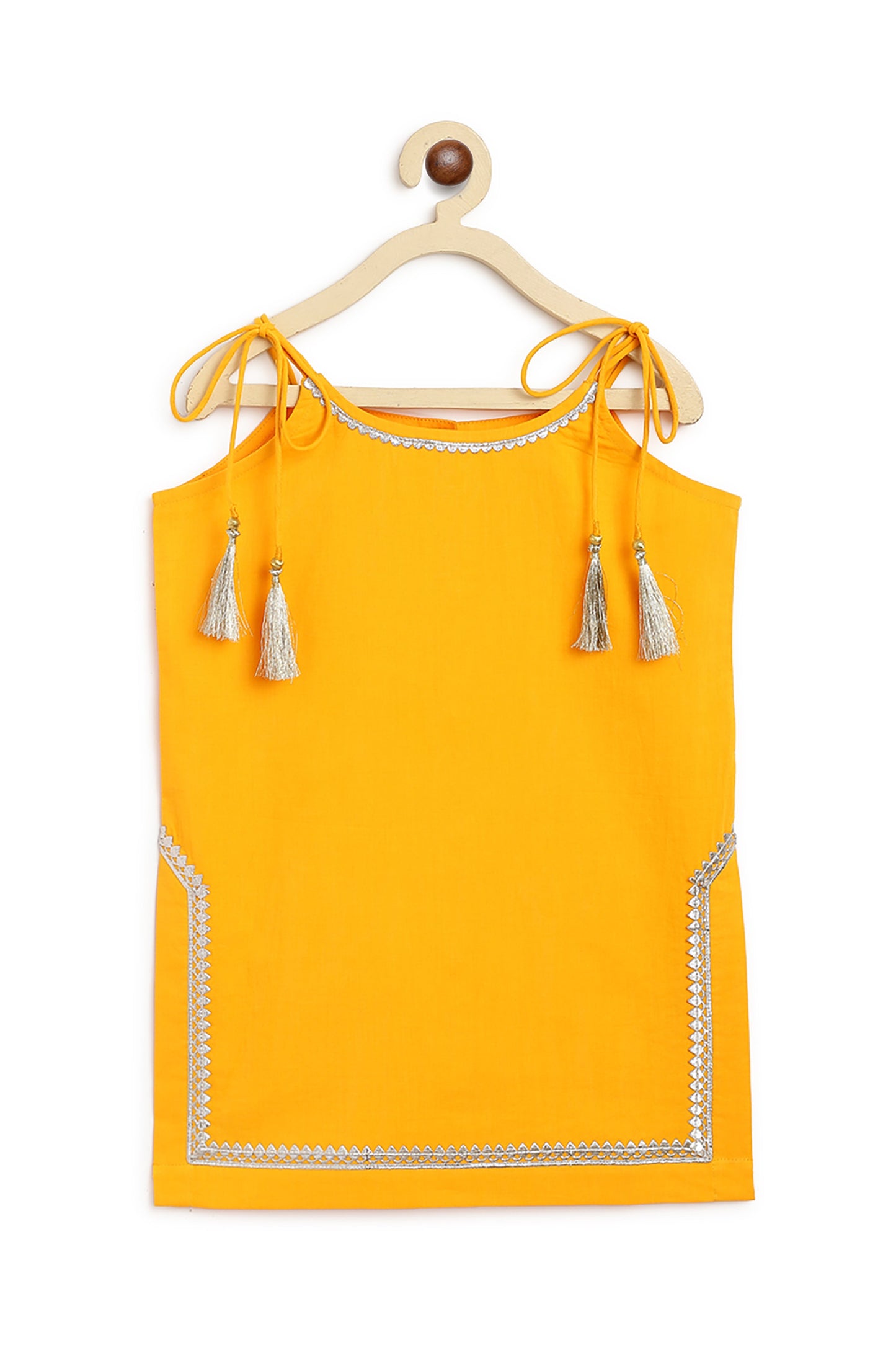 Girls Straight Strappy Sharara Set Gotapatti - Yellow