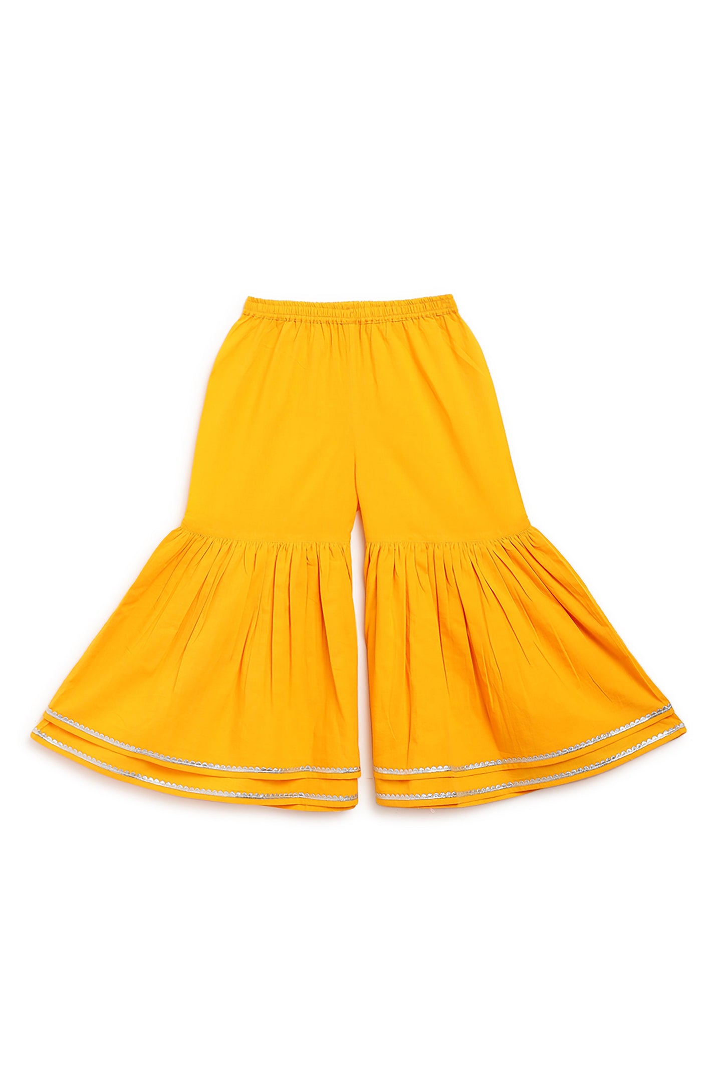 Girls Straight Strappy Sharara Set Gotapatti - Yellow