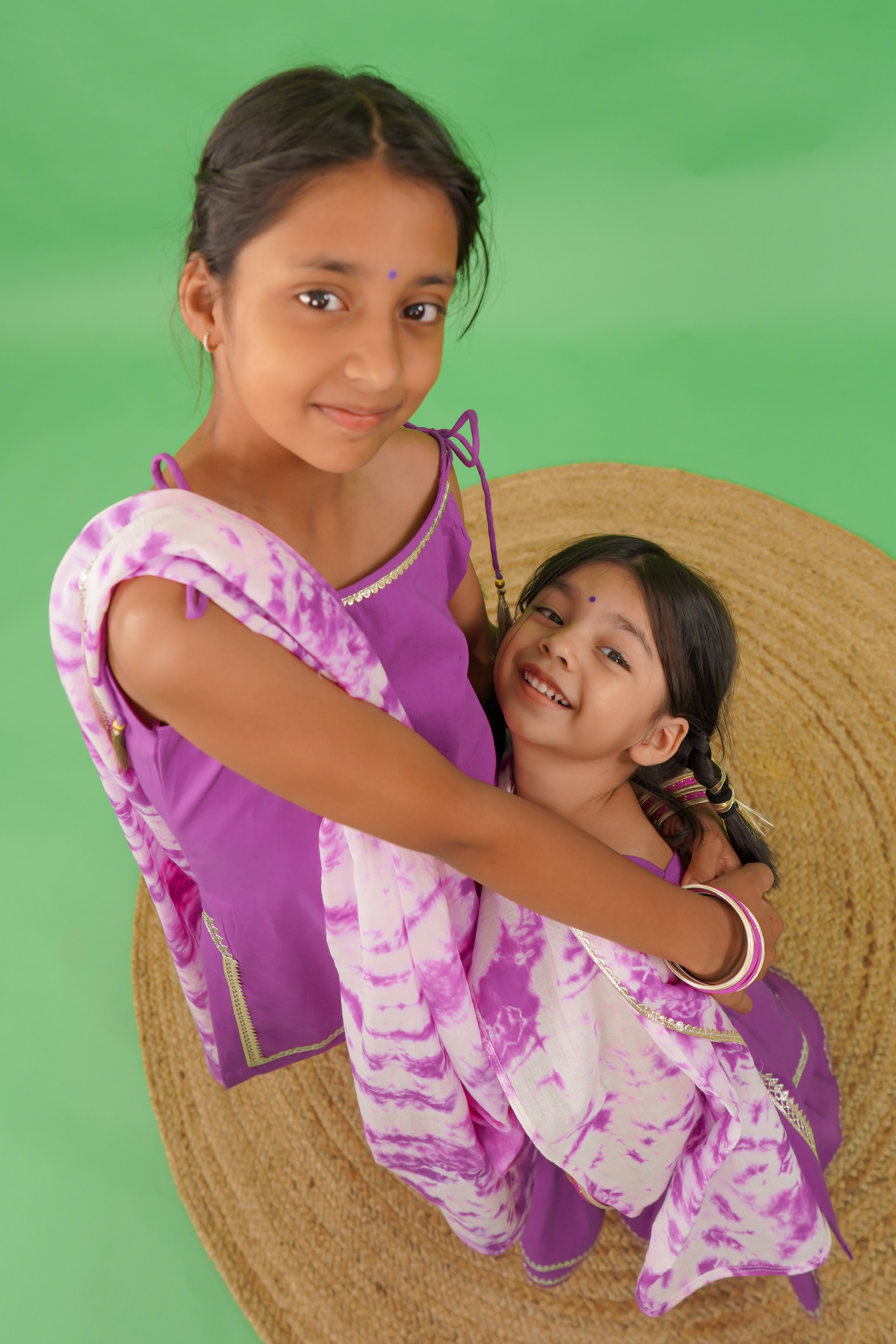 Girls Straight Strappy Sharara Set Gotapatti - Purple - Image 3