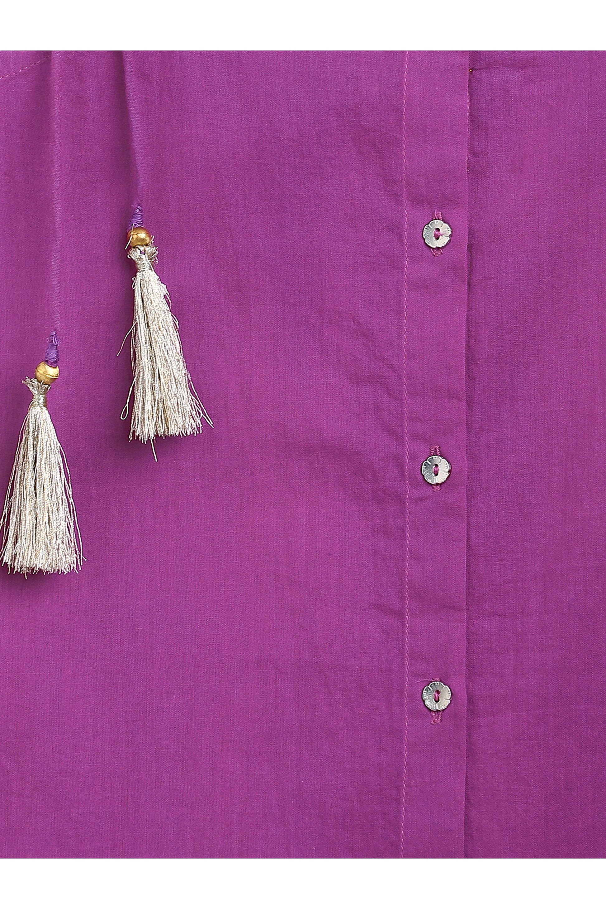 Girls Straight Strappy Sharara Set Gotapatti - Purple - Image 9