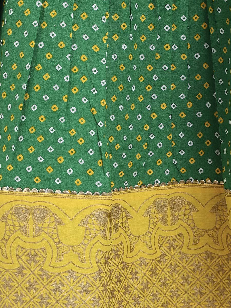 Girl Bandhani Pattu Pavdai-Yellow - Image 7