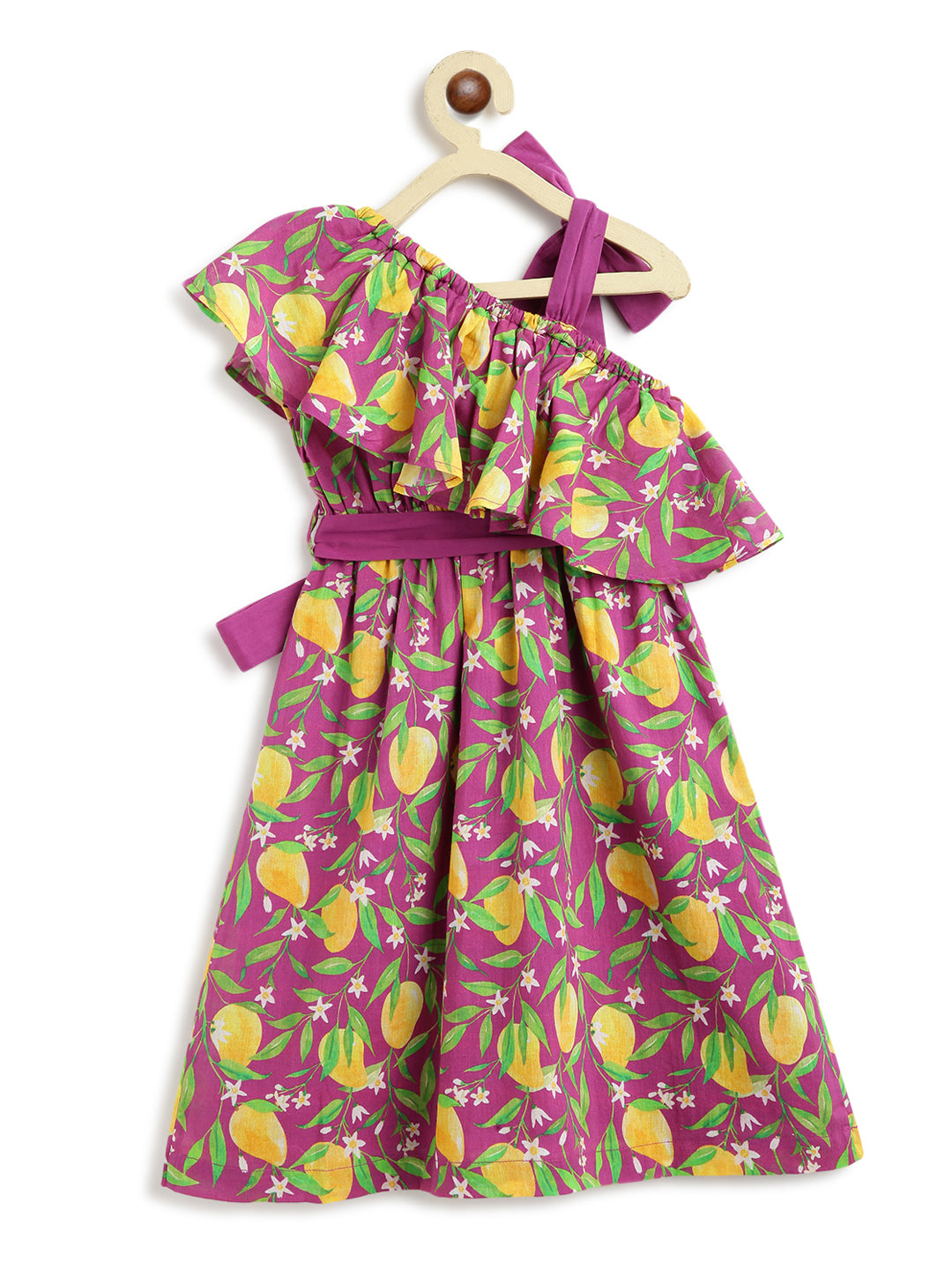 One Shoulder Mango Dress-Purple - Image 4