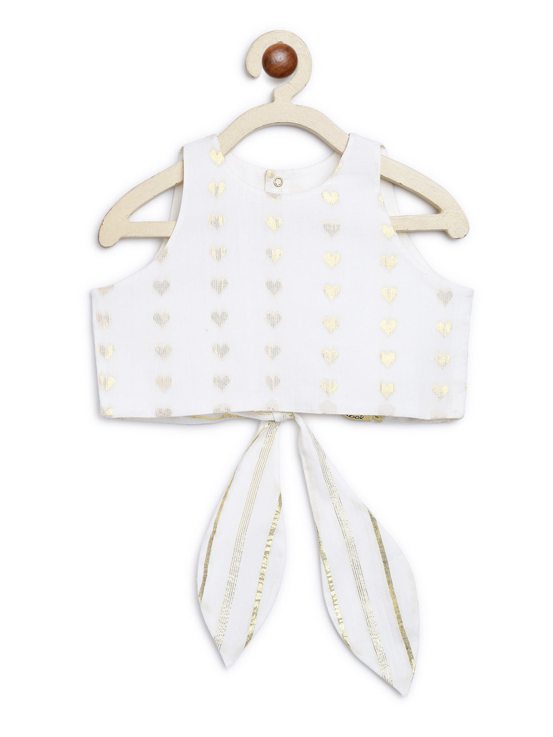 Girl Golden Hearts Lehenga Choli Set-White - Image 4