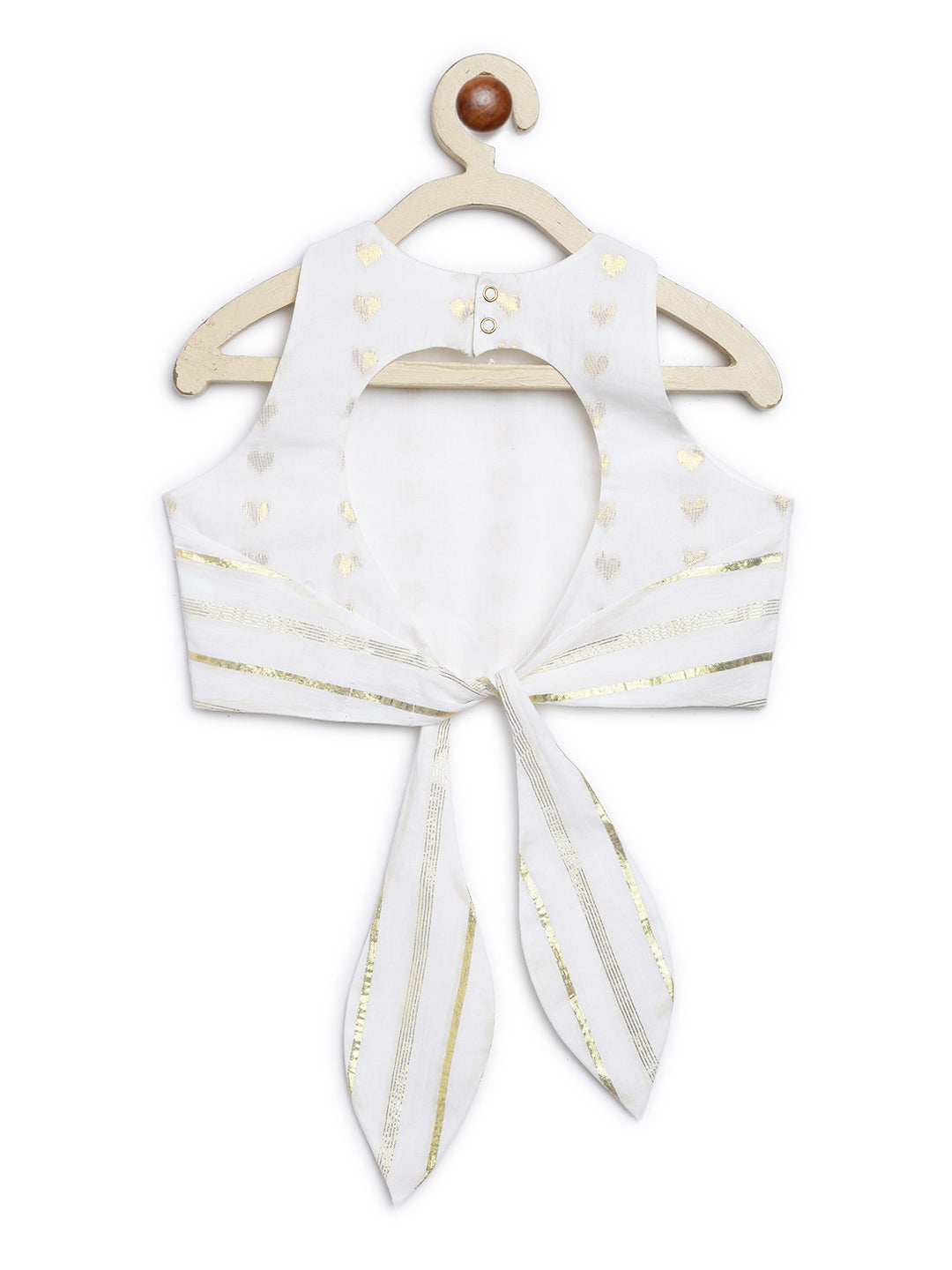 Girl Golden Hearts Lehenga Choli Set-White