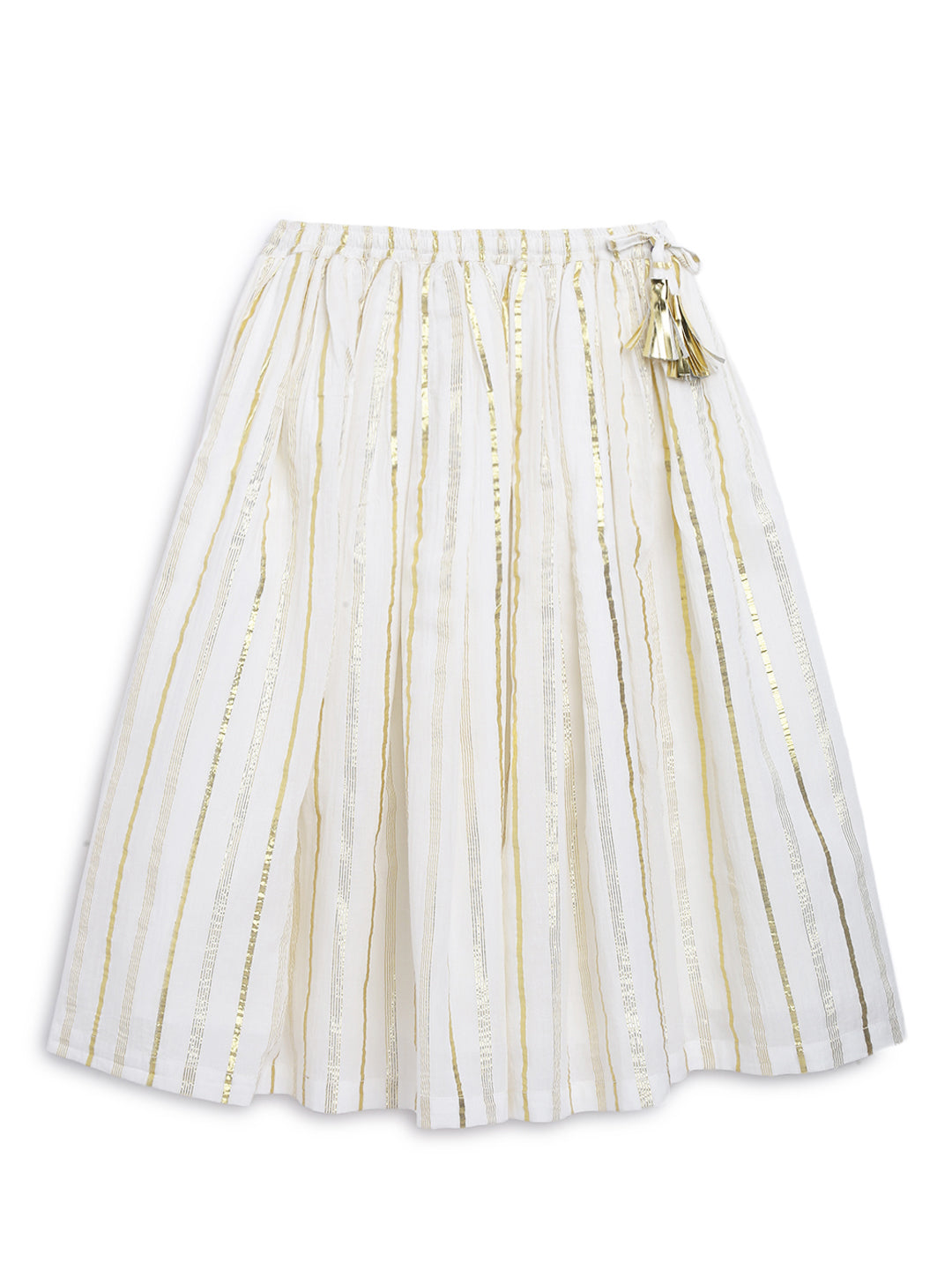 Girl Golden Hearts Lehenga Choli Set-White