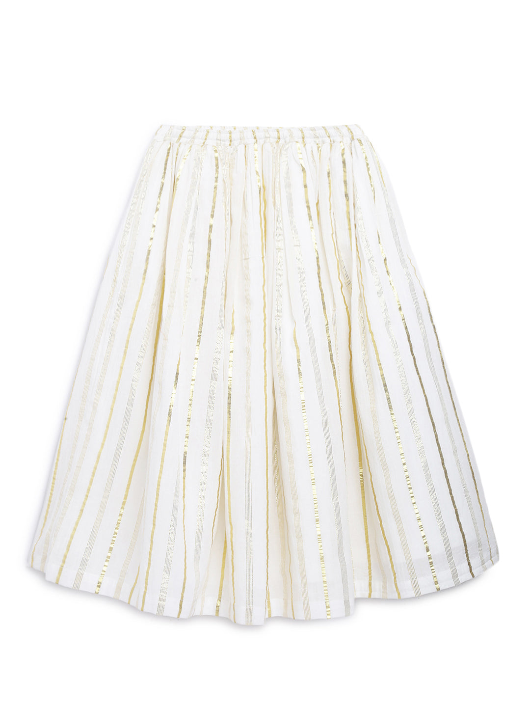 Girl Golden Hearts Lehenga Choli Set-White