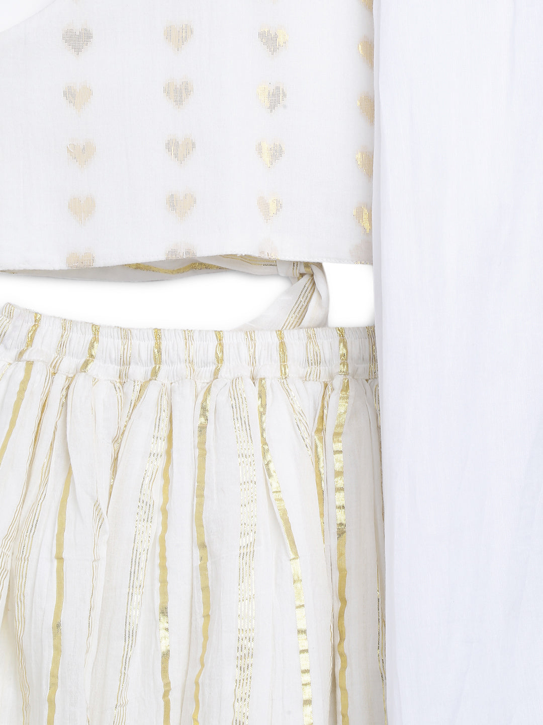 Girl Golden Hearts Lehenga Choli Set-White - Image 9
