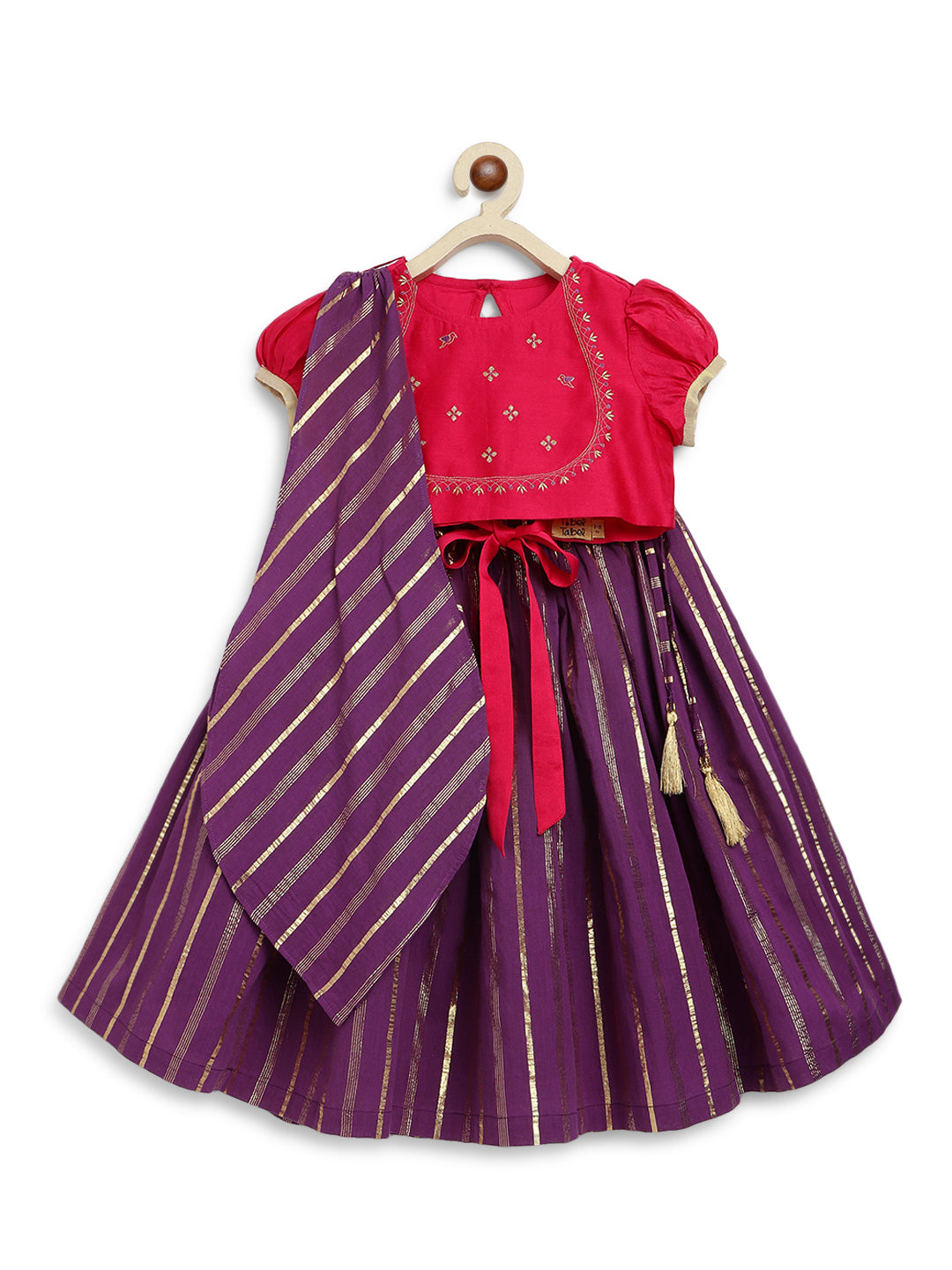 Jamun Chuski Lehenga Set - Purple - Image 2