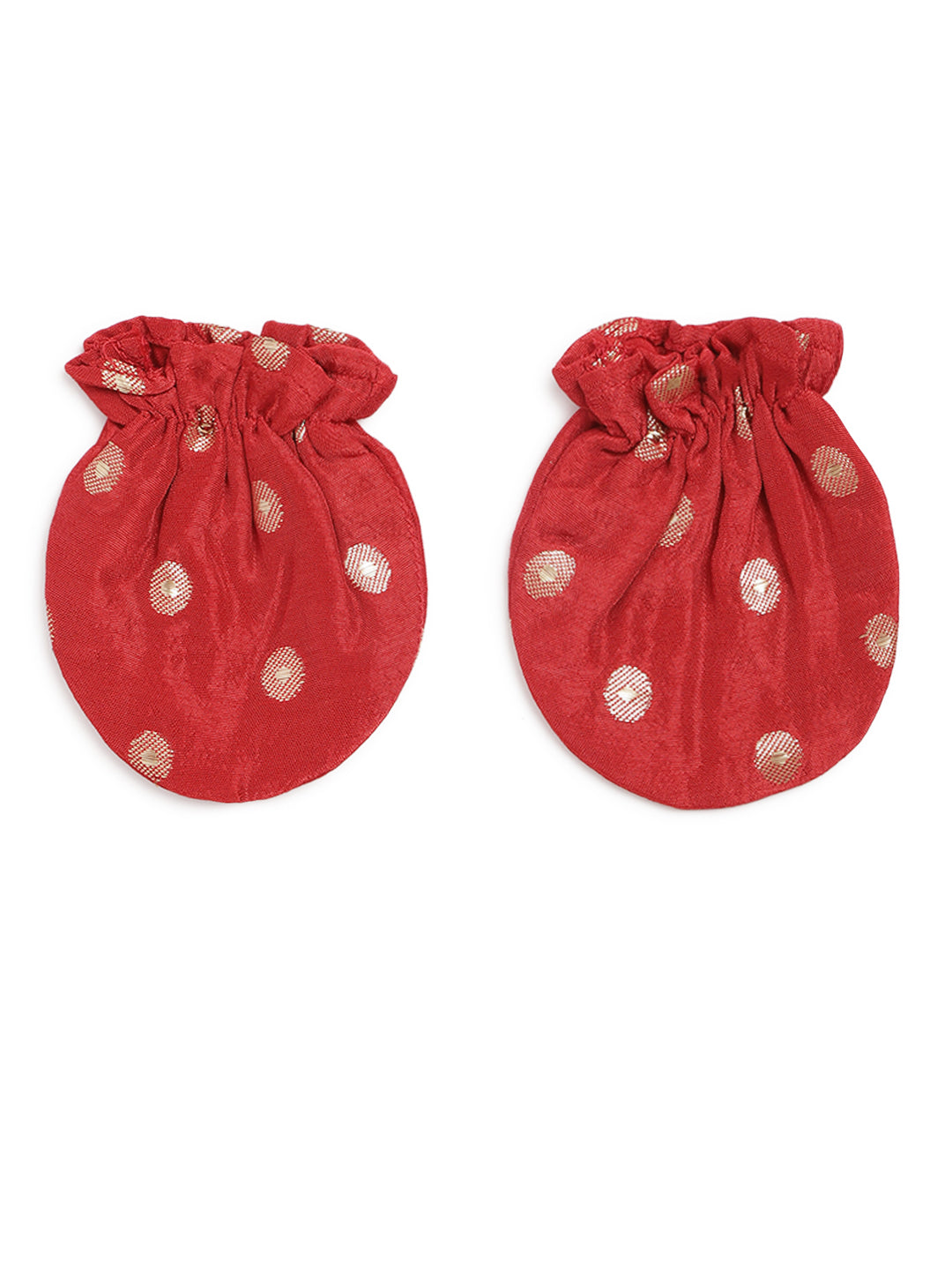 Baby Girl Bird Embroidery Jamna Set - Red