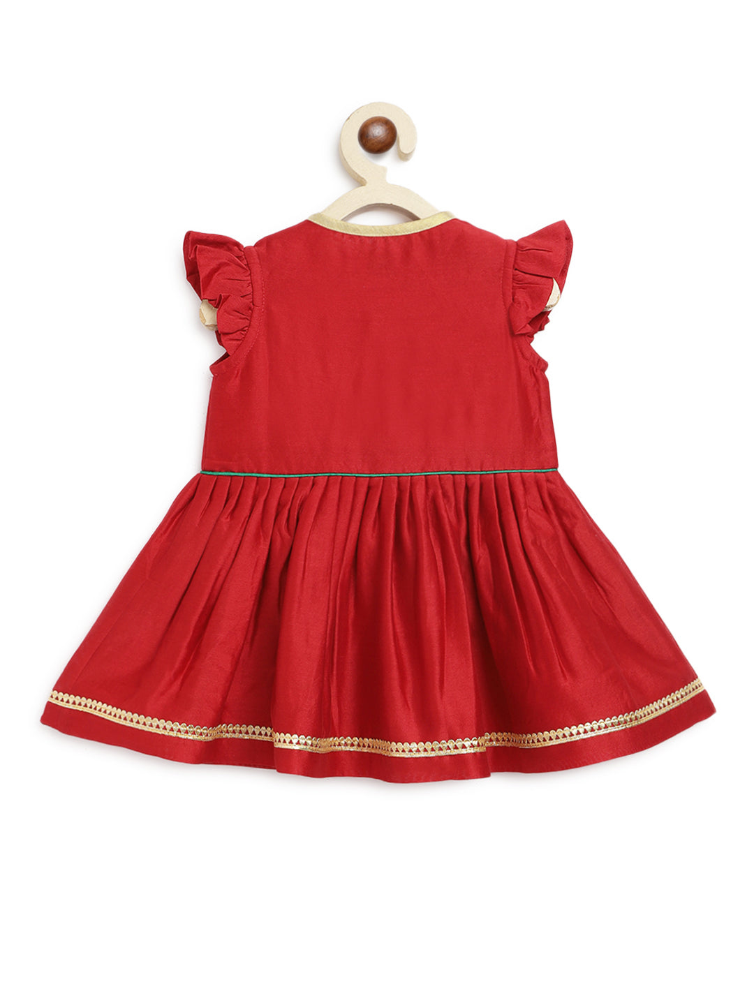 Baby Girl Bird Embroidery Jamna Set - Red - Image 5